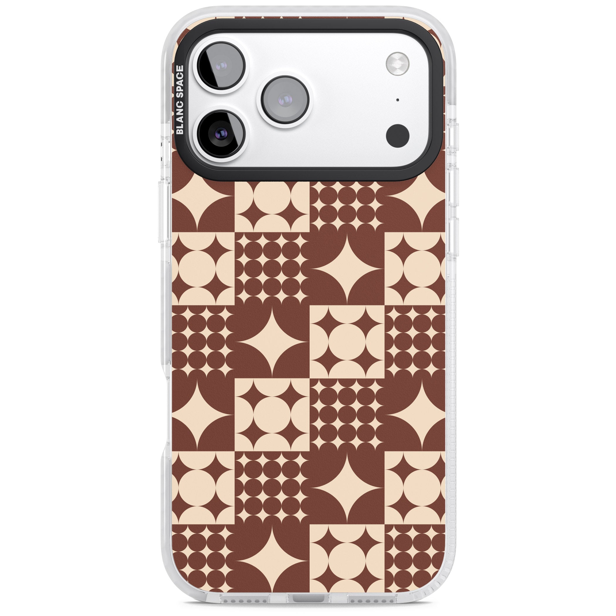 Mid Century Brown Checked iPhone 17 Pro Impact Clear Phone Case