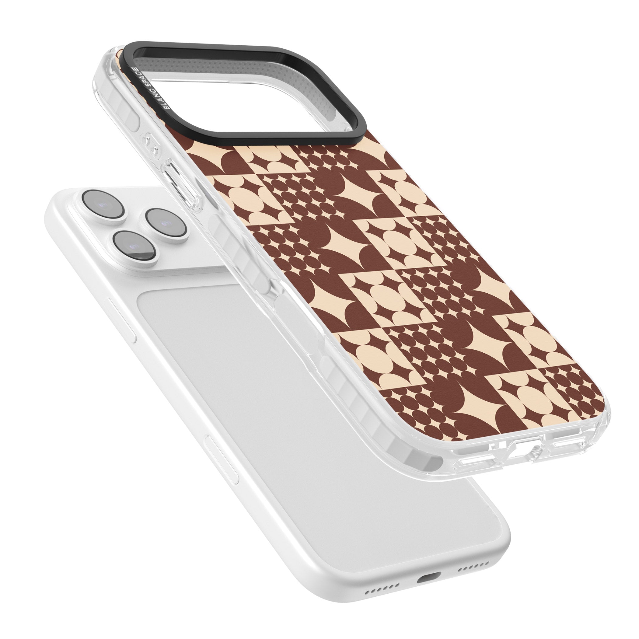 Mid Century Brown Checked iPhone 17 Pro Impact Clear Phone Case Colours