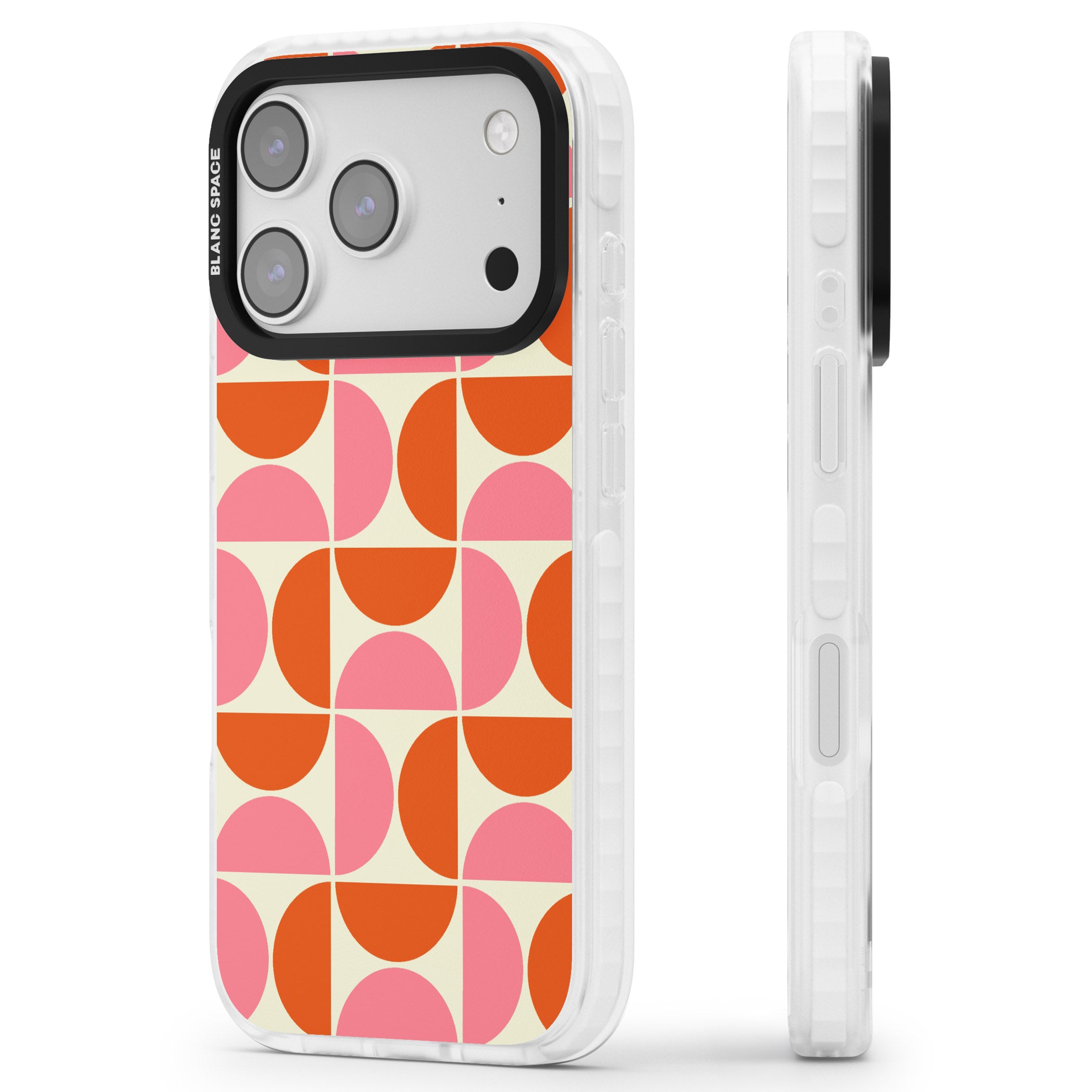 Retro Half Circle Pattern iPhone 17 Pro Impact Clear Phone Case Side Profile