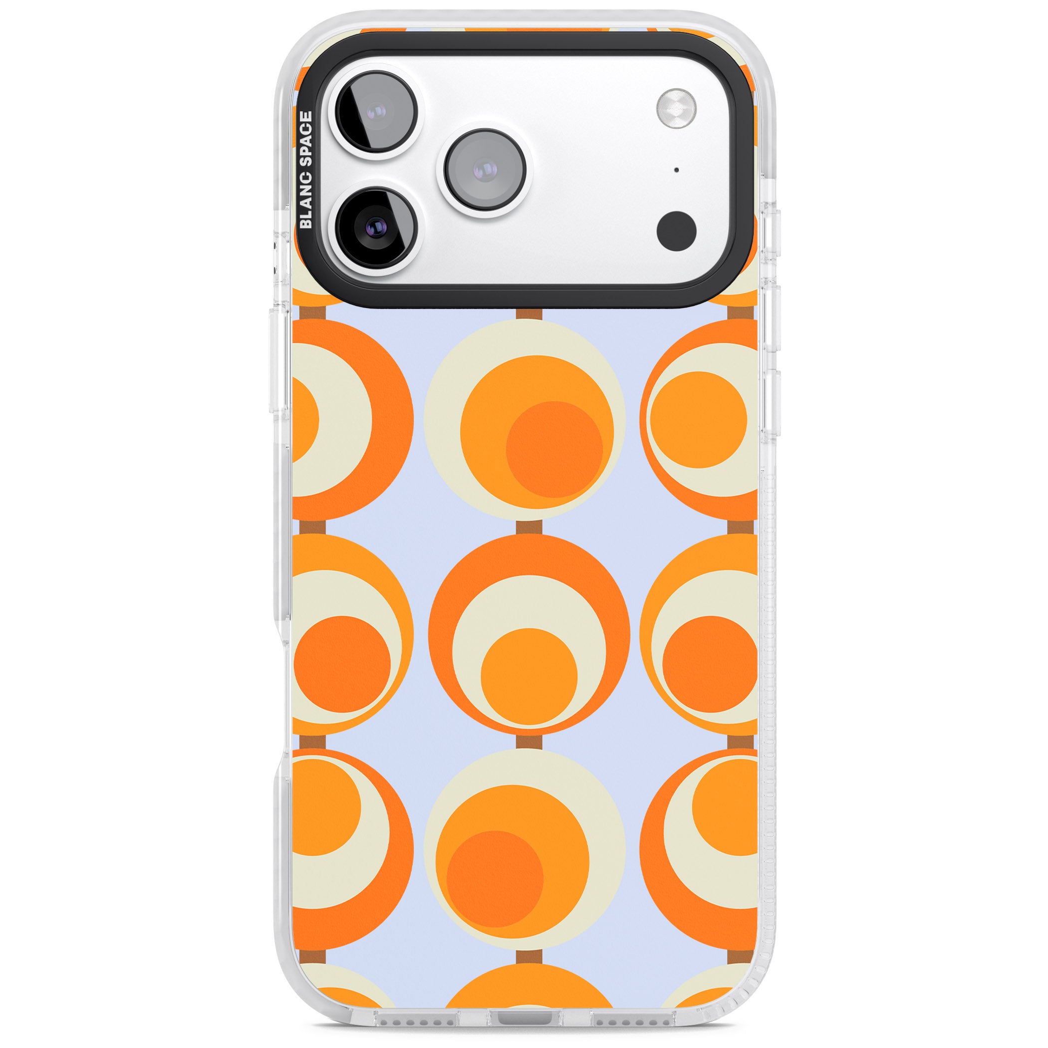 Mid Century Blue Orange Pattern iPhone 17 Pro Impact Clear Phone Case