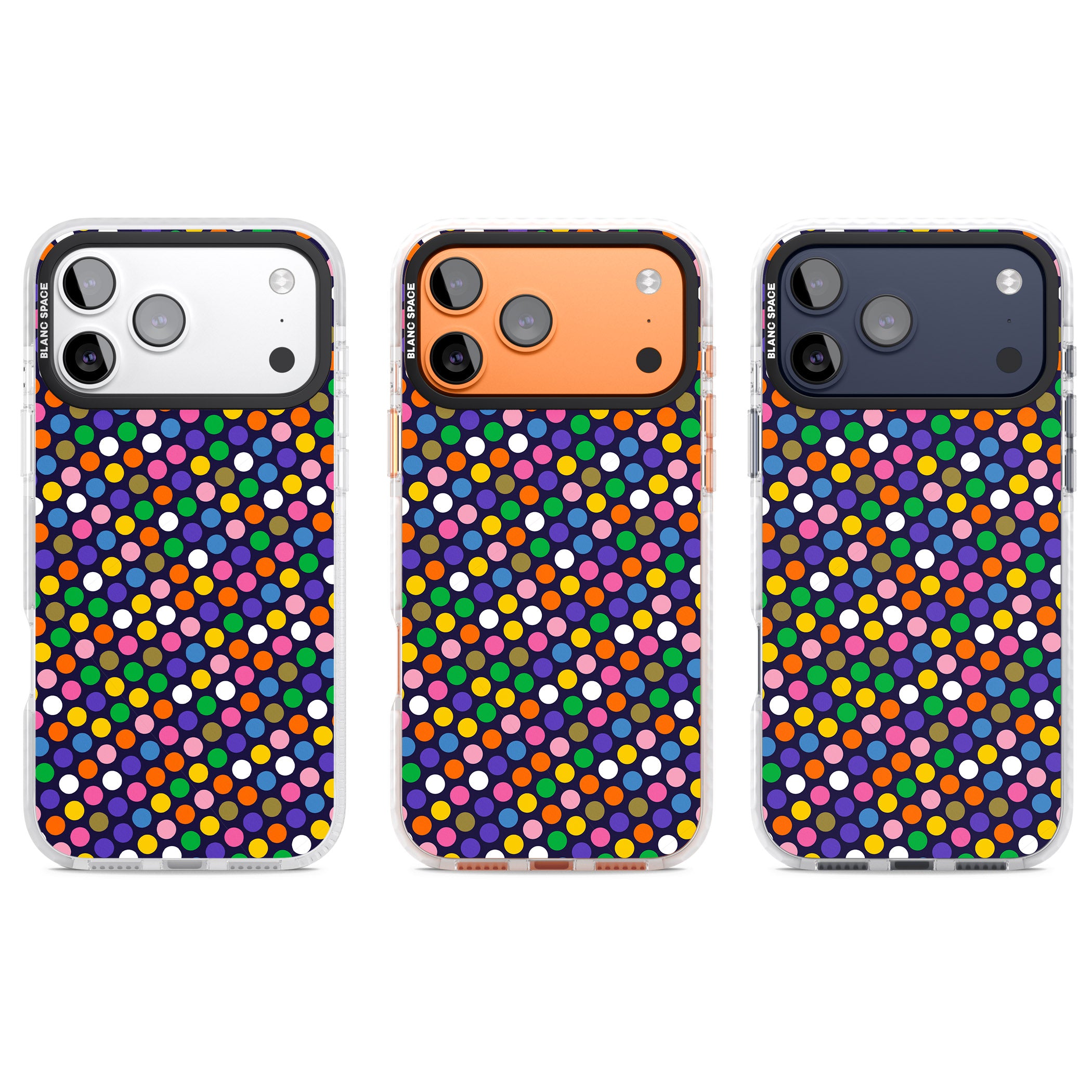 Multicolour Polka Dot Fiesta (Purple) iPhone 17 Pro Impact Clear Phone Case APT Impact Protection