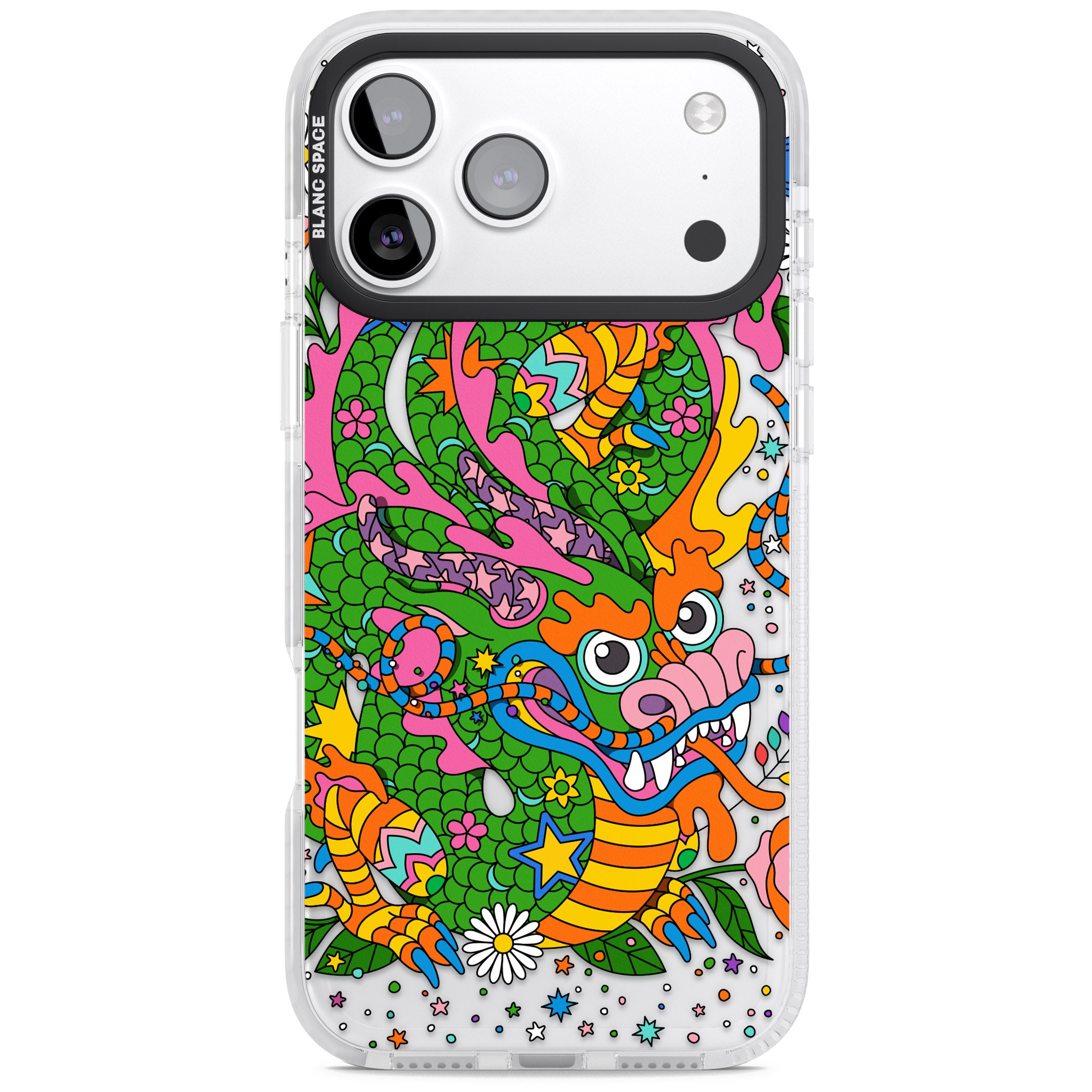 Psychedelic Jungle Dragon iPhone 17 Pro Impact Clear Phone Case