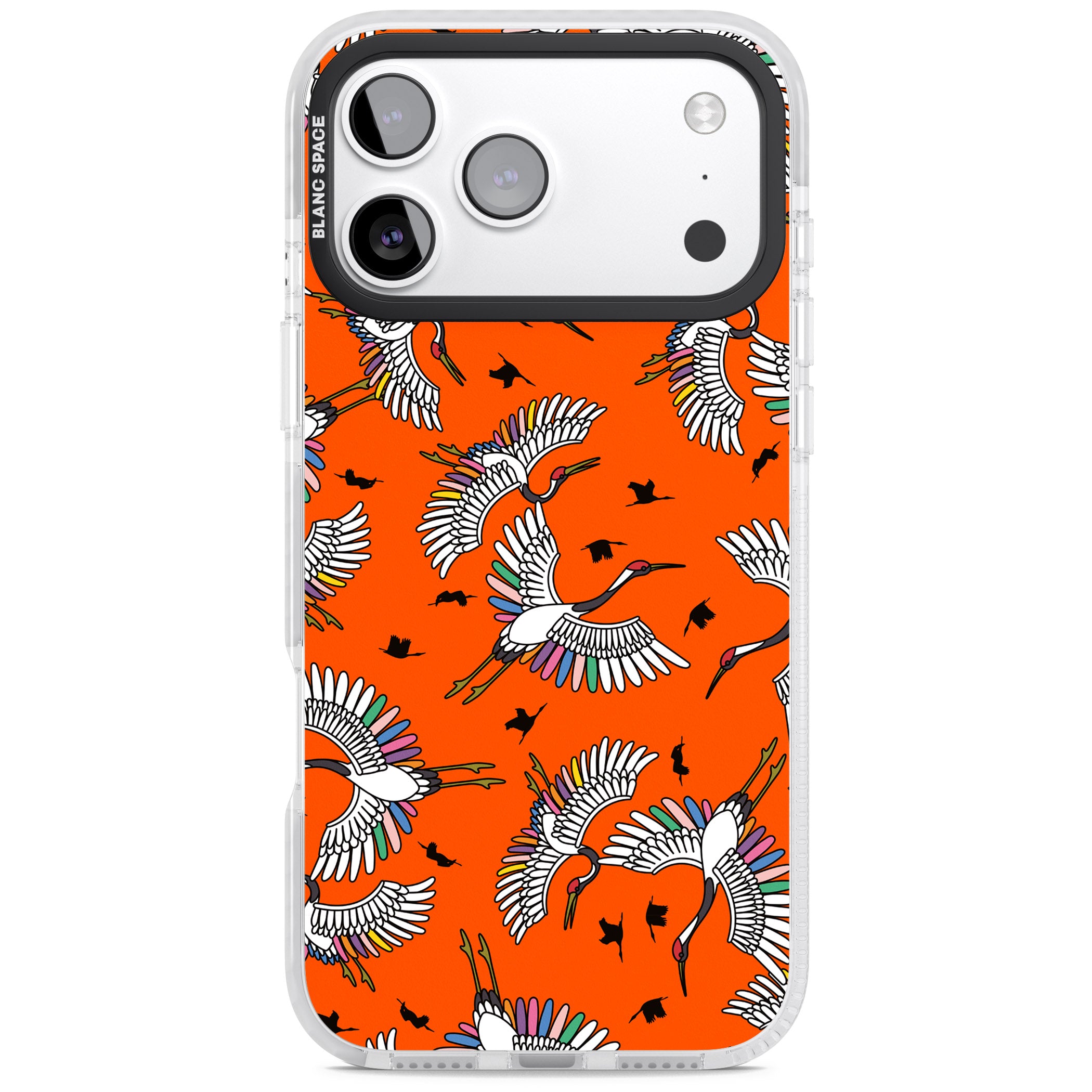 Colourful Crane Pattern (Orange) iPhone 17 Pro Impact Clear Phone Case