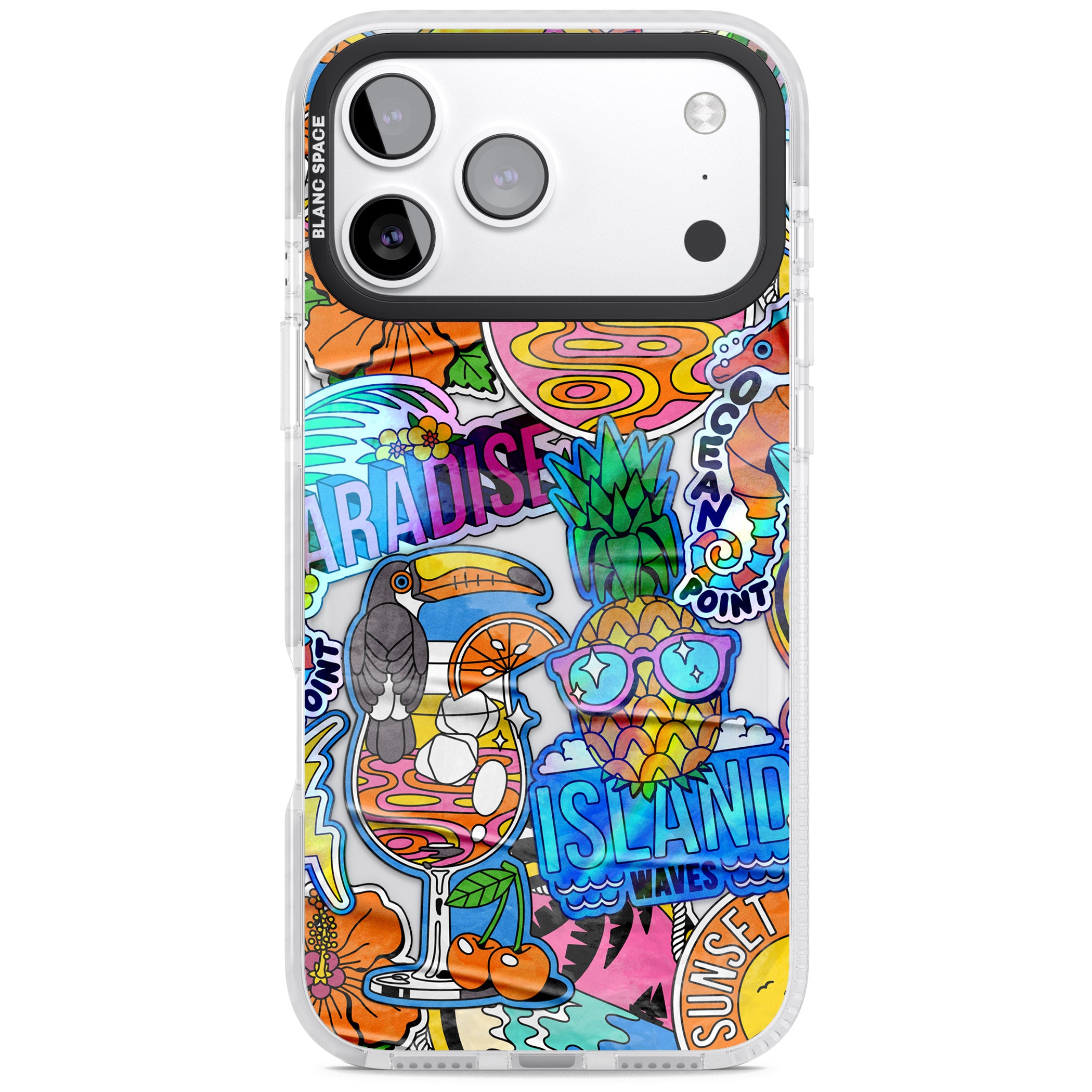 Tropical Vibes Collage iPhone 17 Pro Impact Clear Phone Case