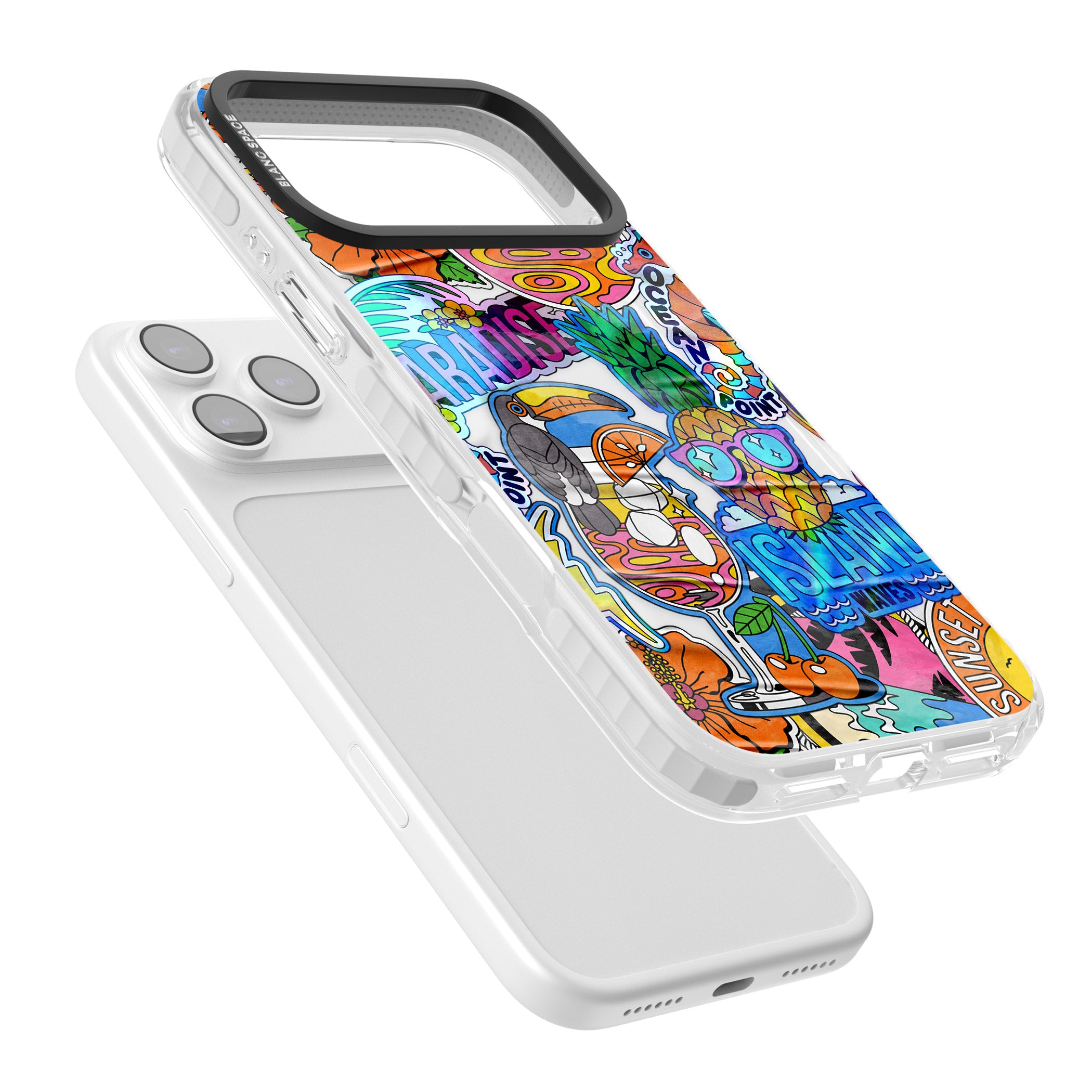 Tropical Vibes Collage iPhone 17 Pro Impact Clear Phone Case Colours