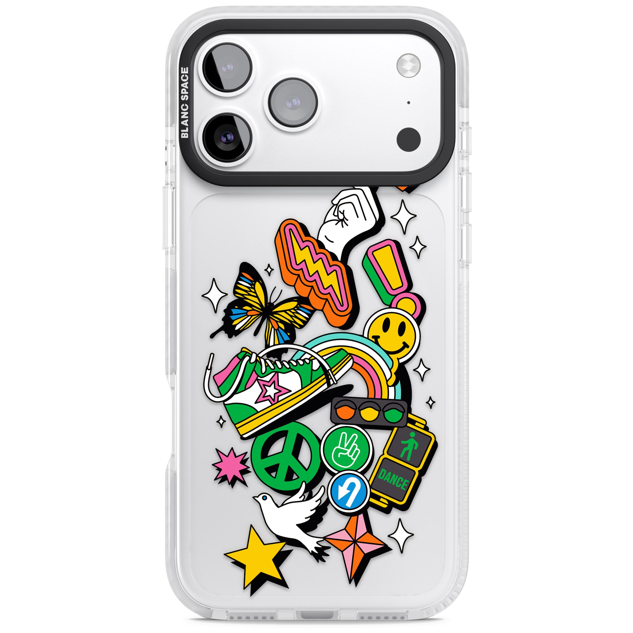 Nostalgic Sticker Collage iPhone 17 Pro Impact Clear Phone Case