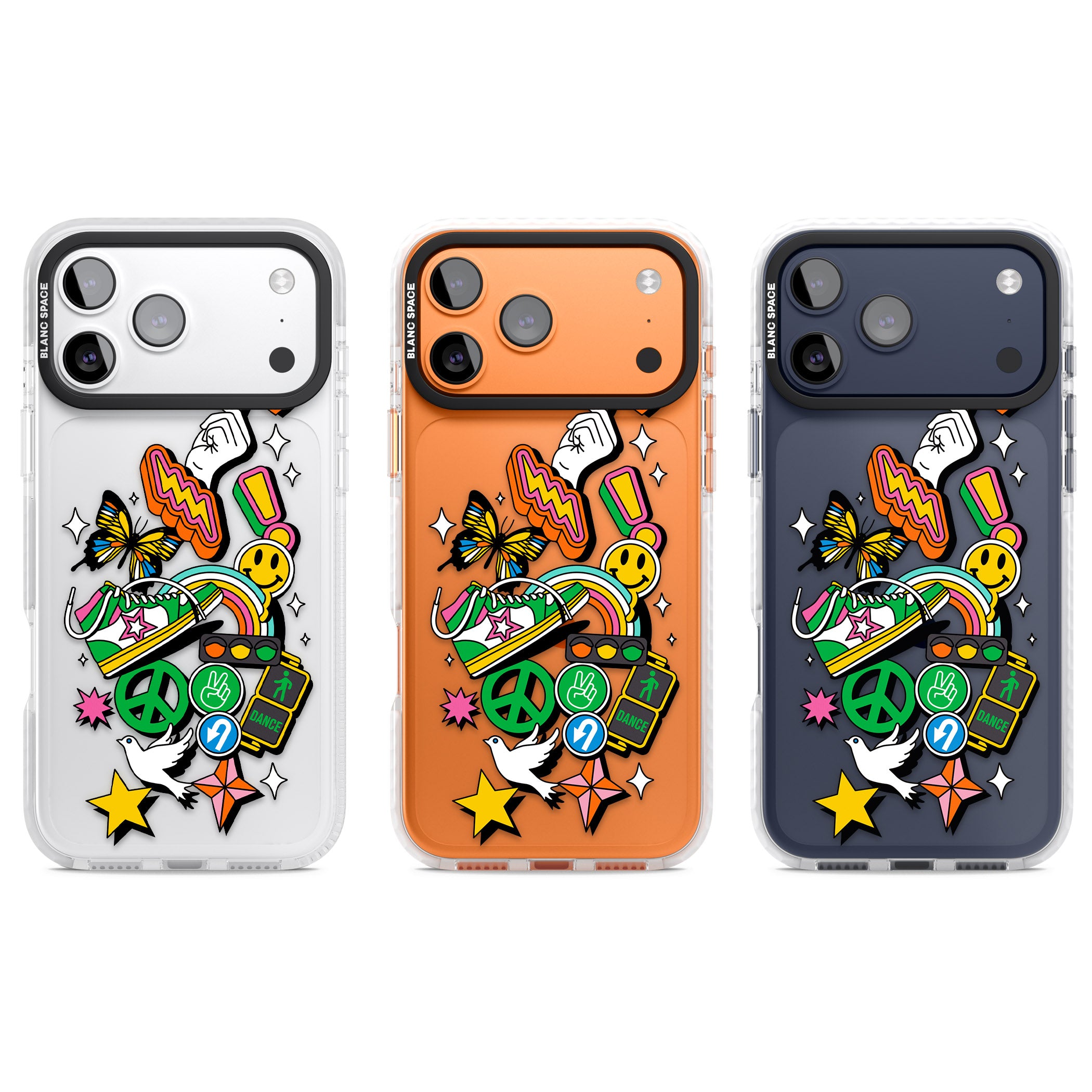 Nostalgic Sticker Collage iPhone 17 Pro Impact Clear Phone Case APT Impact Protection