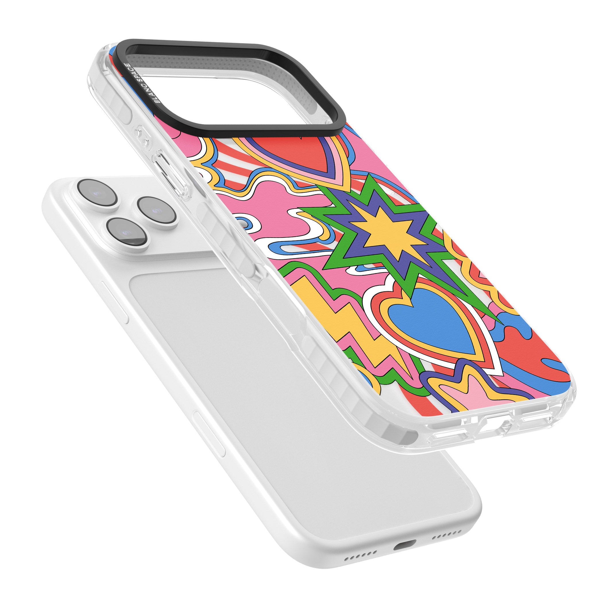 Psychedelic Pop Art Explosion iPhone 17 Pro Impact Clear Phone Case Colours