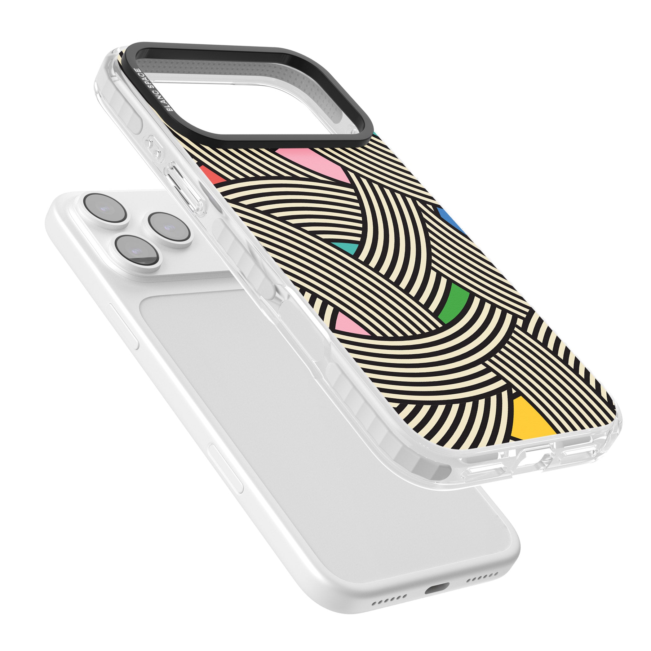 Multicolour Optic Waves iPhone 17 Pro Impact Clear Phone Case Colours