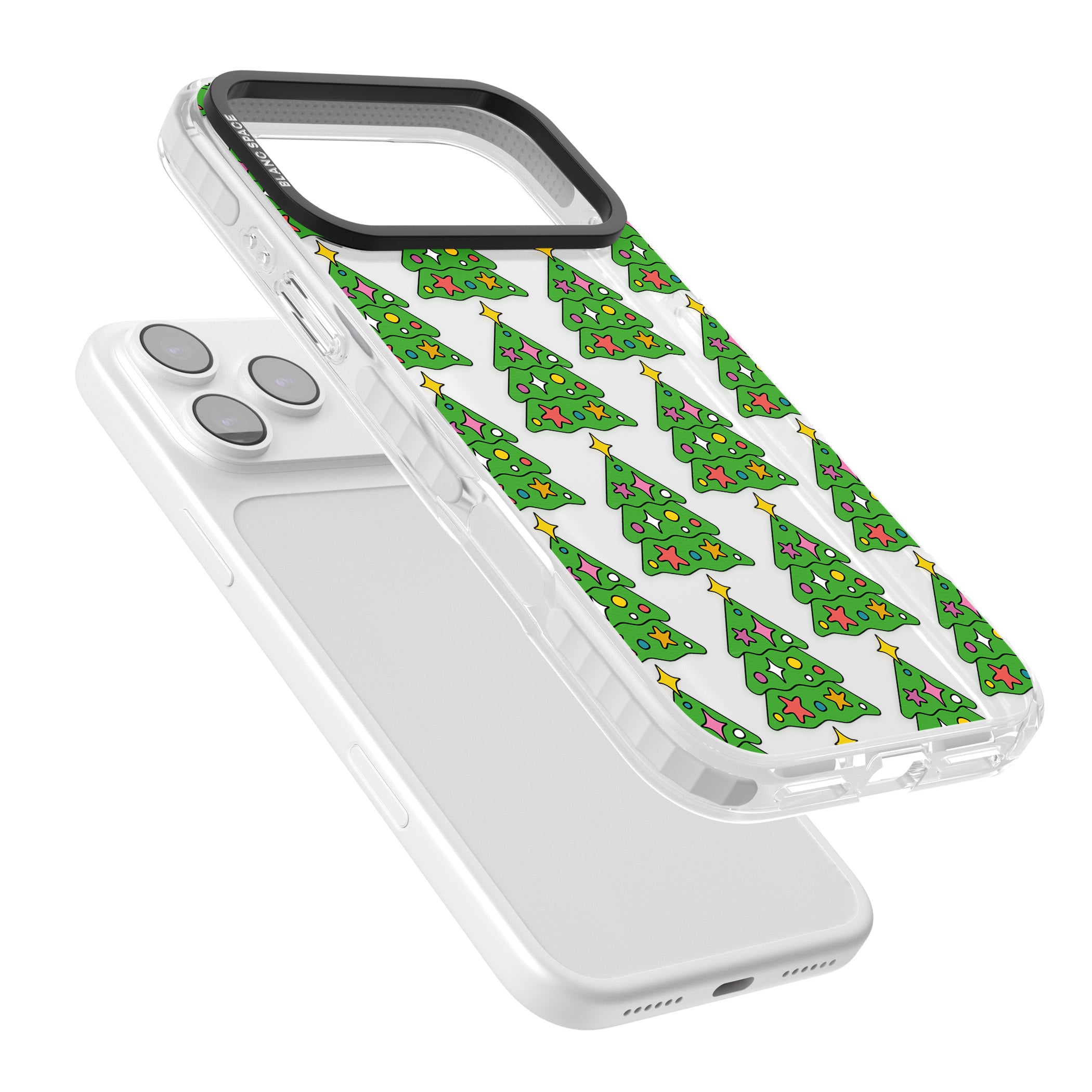 Christmas Tree Pattern (Clear) iPhone 17 Pro Impact Clear Phone Case Colours
