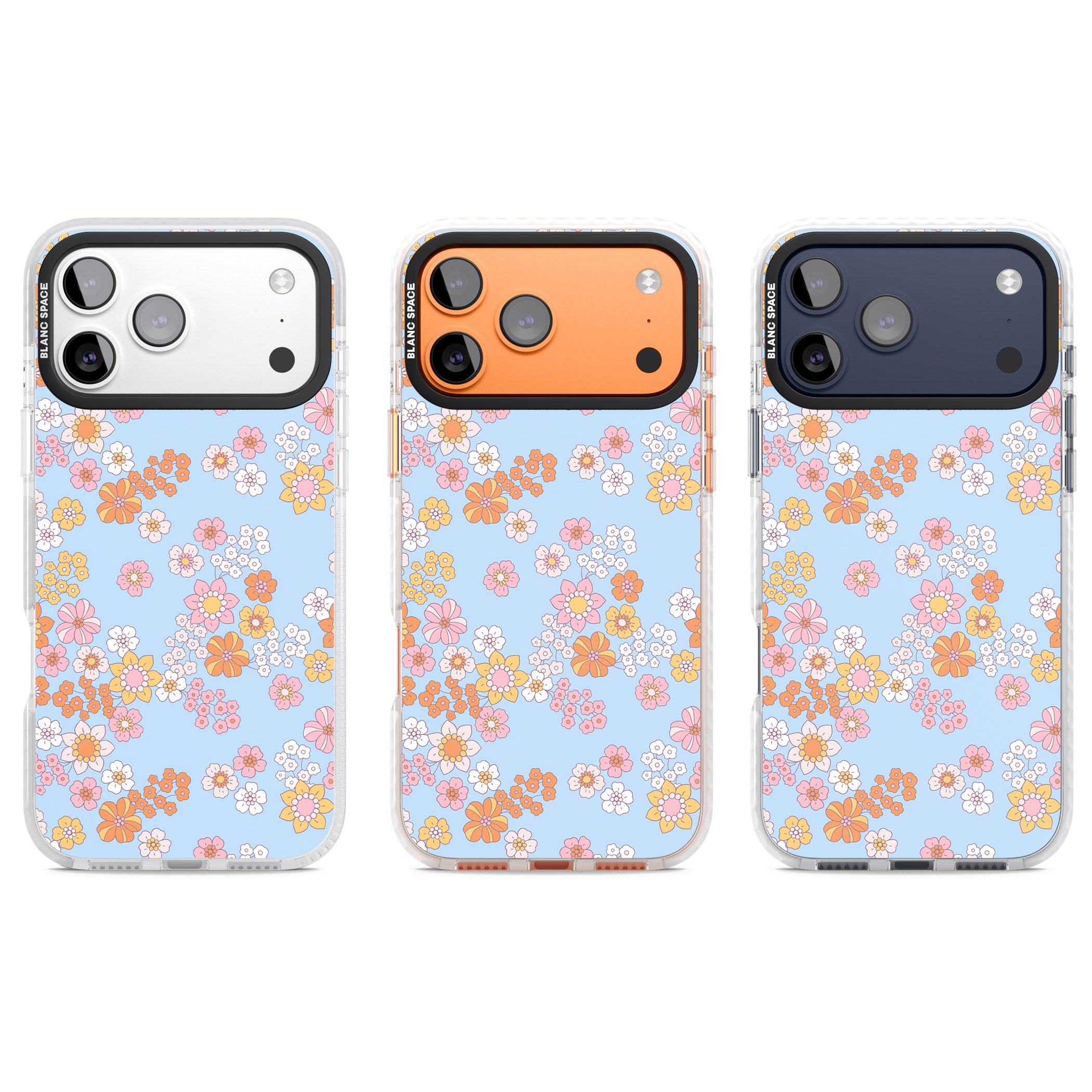Lake Blue Flower Mix iPhone 17 Pro Impact Clear Phone Case APT Impact Protection