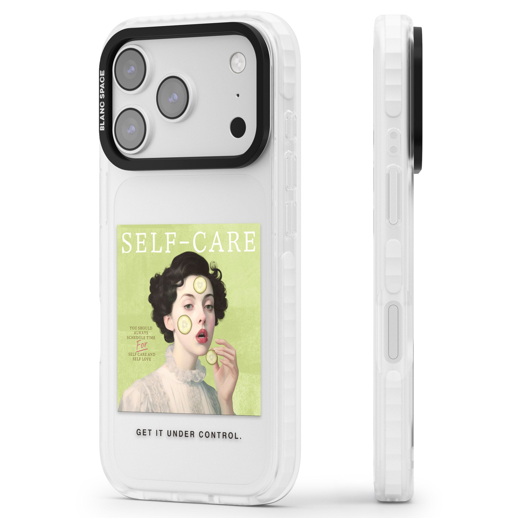 Self Care iPhone 17 Pro Impact Clear Phone Case Side Profile