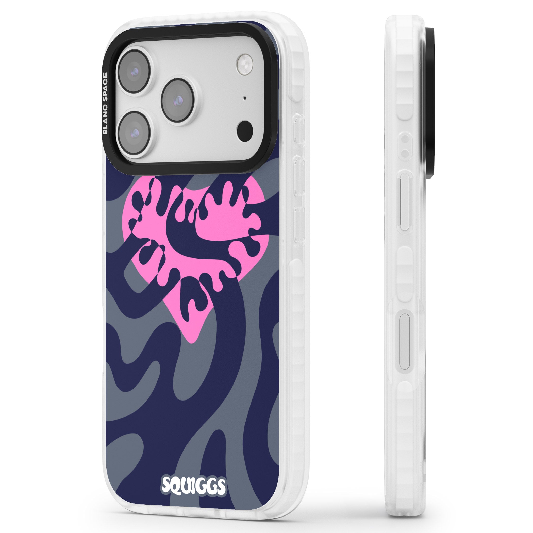 Abstract Heart iPhone 17 Pro Impact Clear Phone Case Side Profile