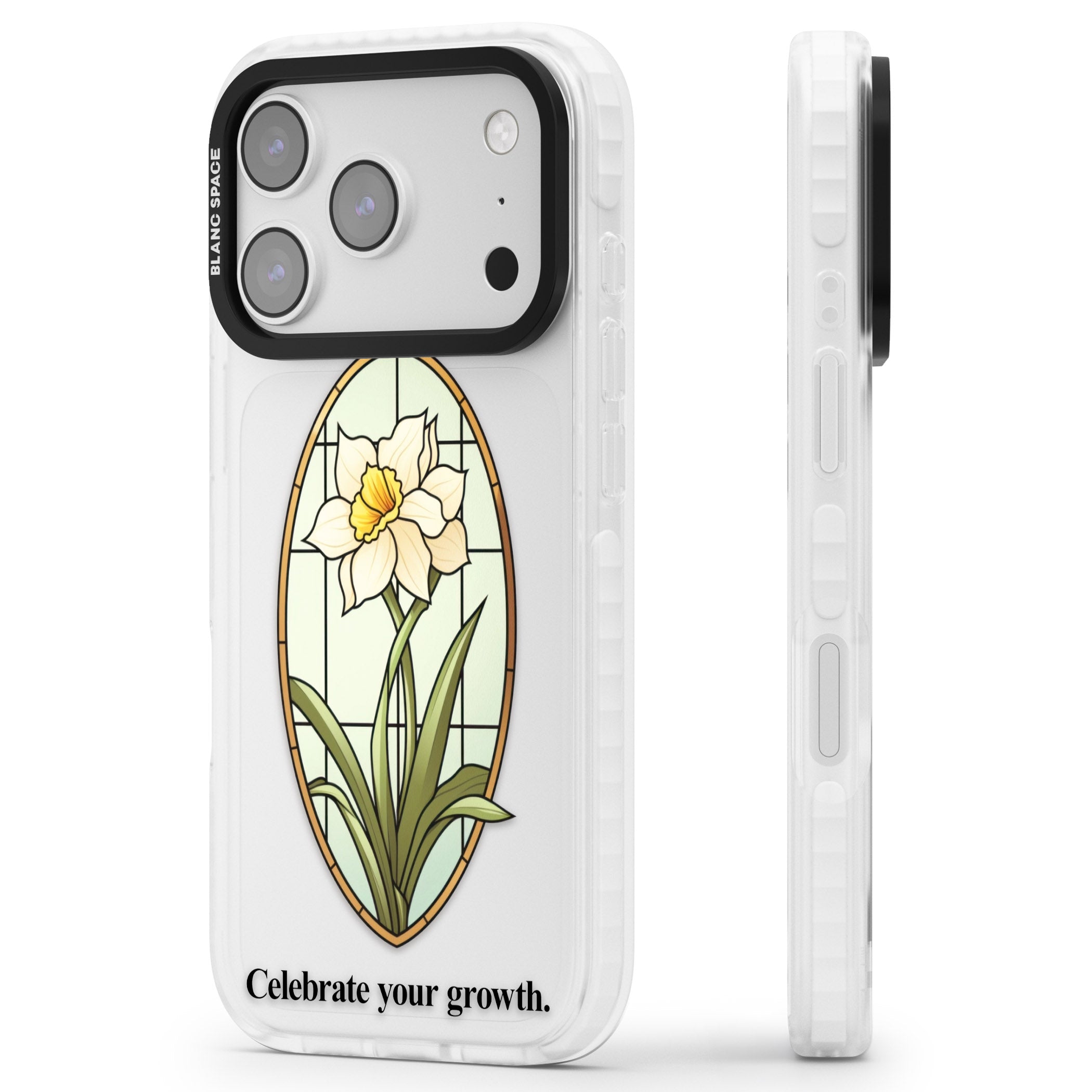 Celebrate Your Growth iPhone 17 Pro Impact Clear Phone Case Side Profile