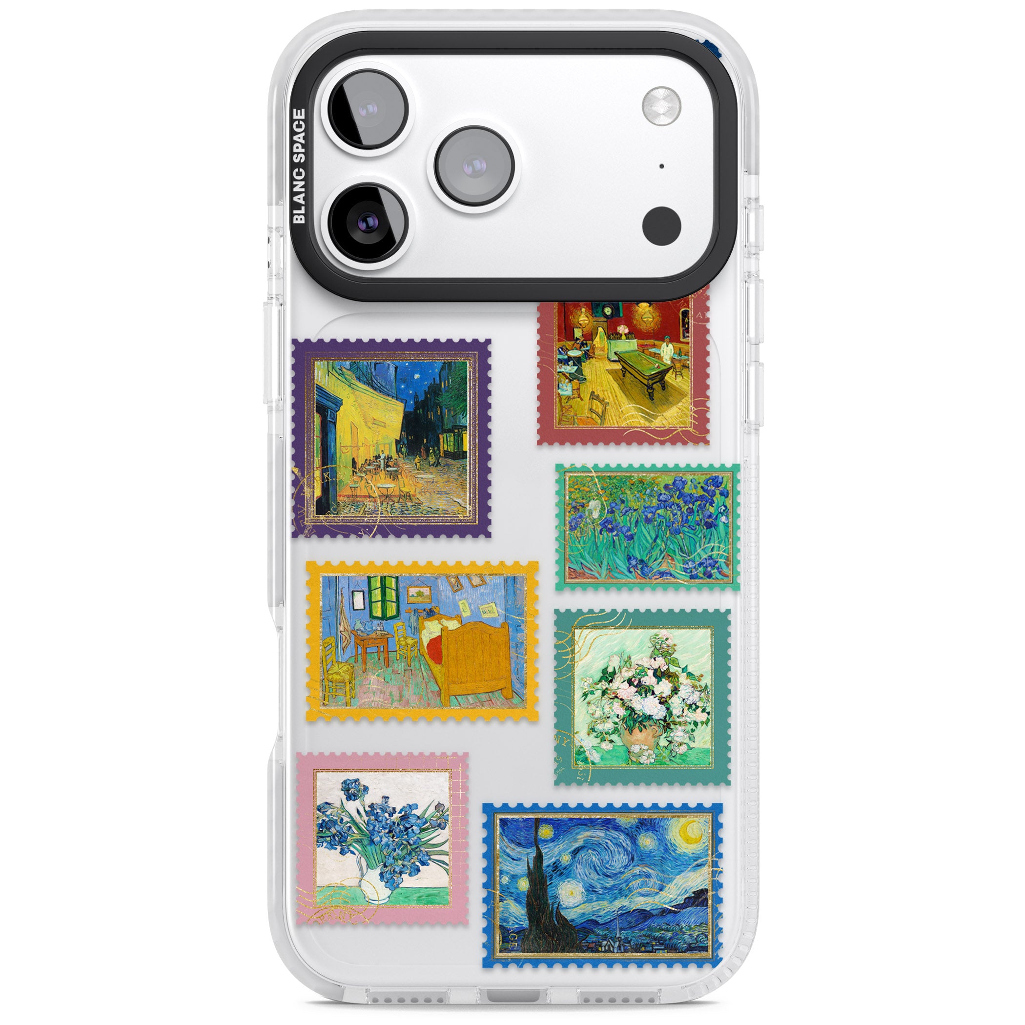 Colourful Vintage Art Stamps iPhone 17 Pro Impact Clear Phone Case