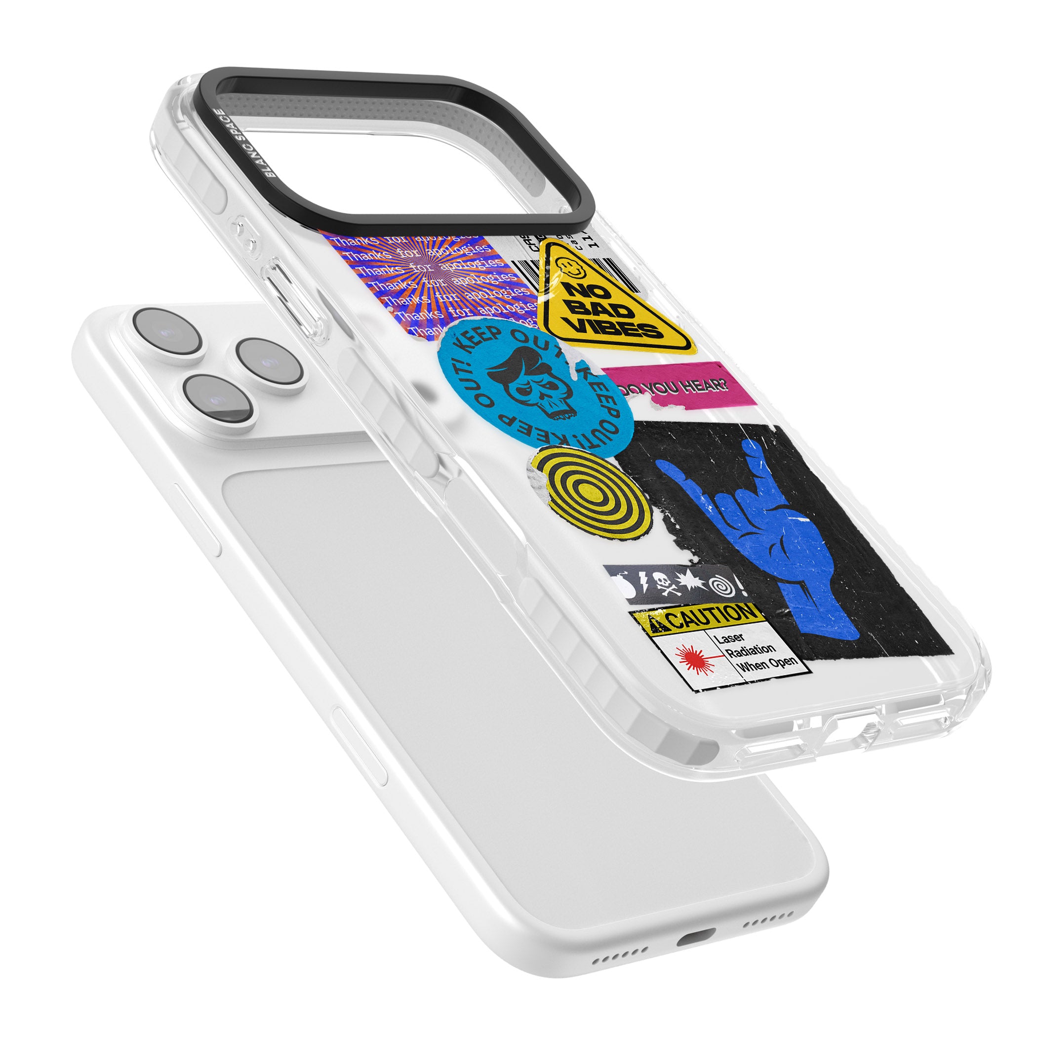 No Bad Vibes Sticker Mix iPhone 17 Pro Impact Clear Phone Case Colours