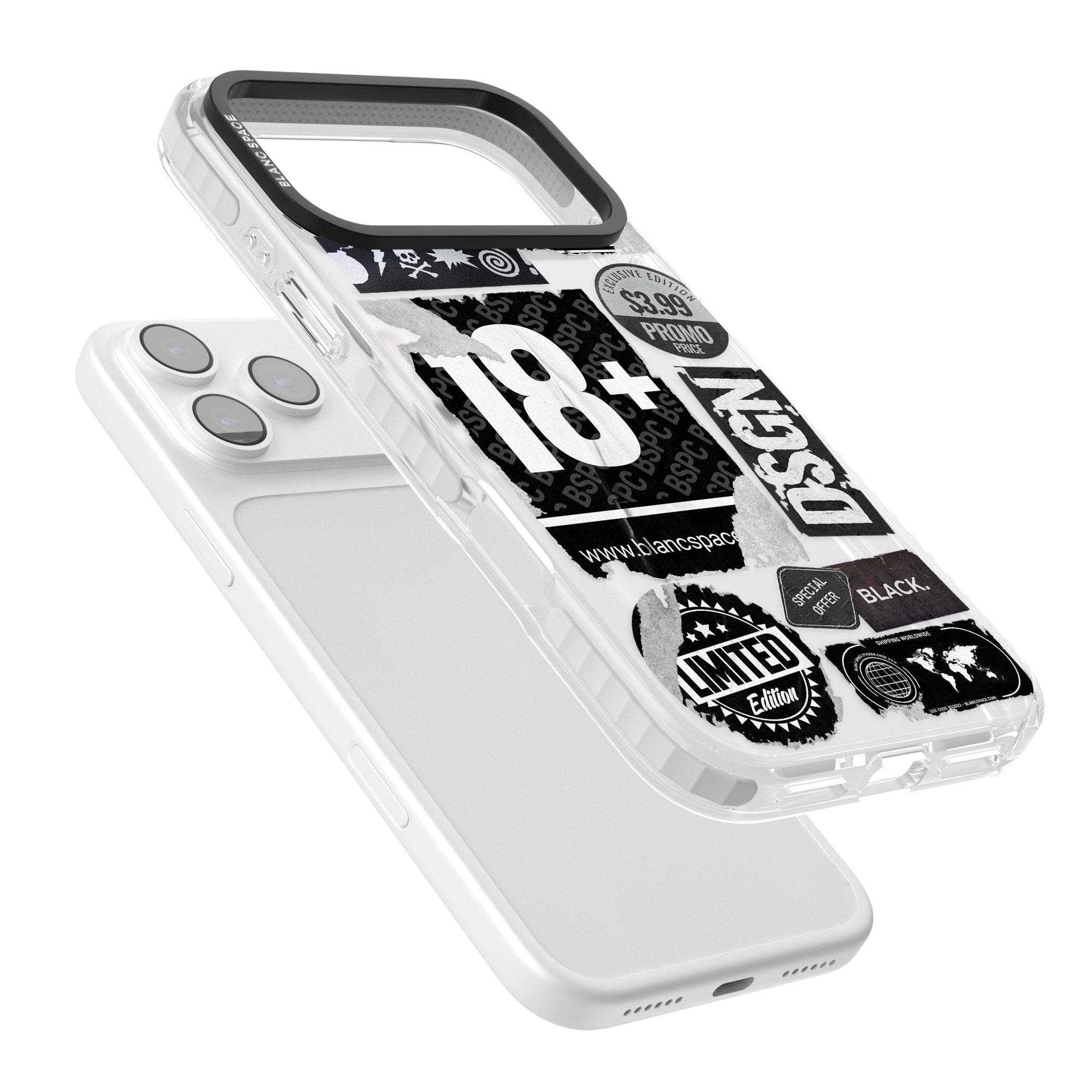 Black Sticker Mix iPhone 17 Pro Impact Clear Phone Case Colours