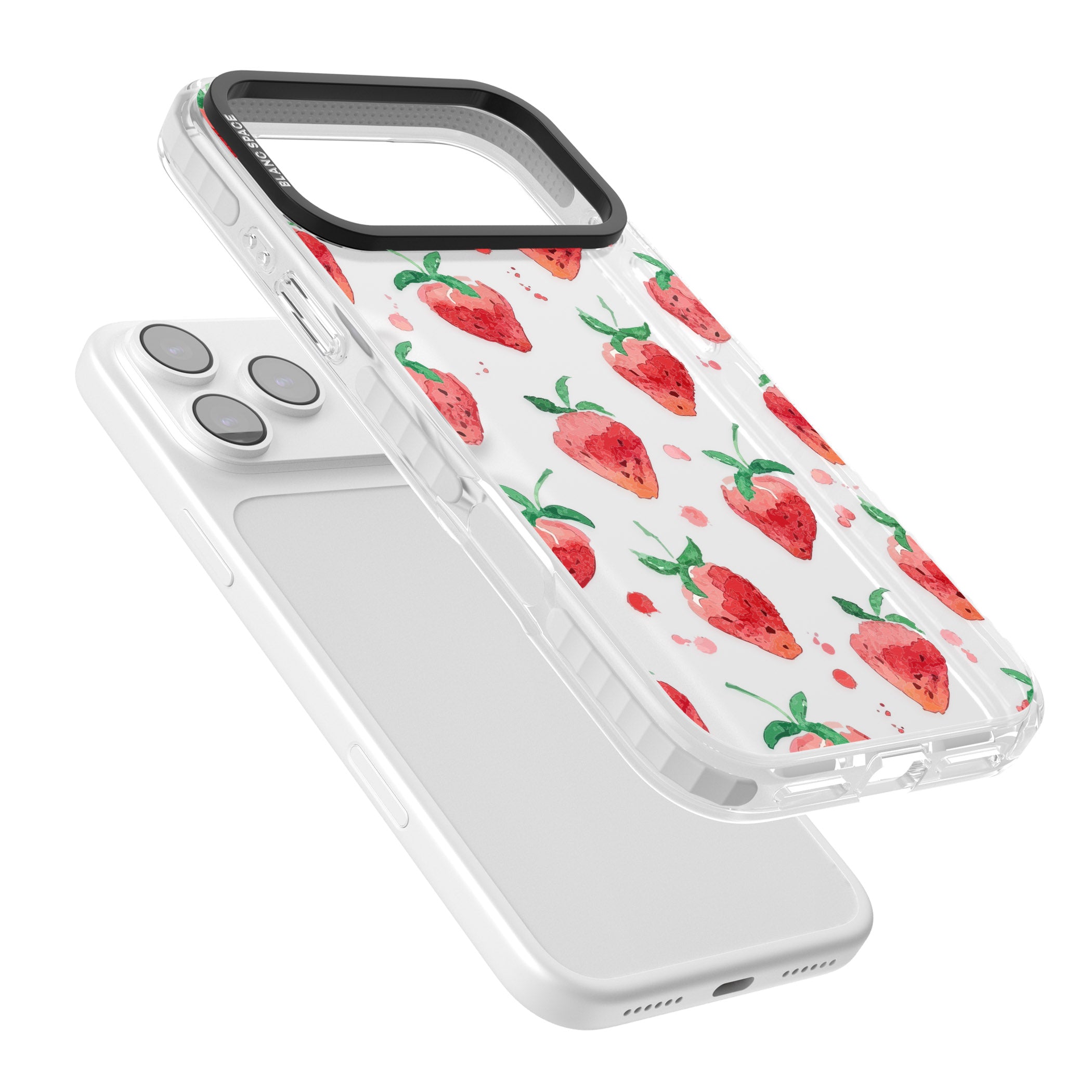 Strawberry Watercolour iPhone 17 Pro Impact Clear Phone Case Colours