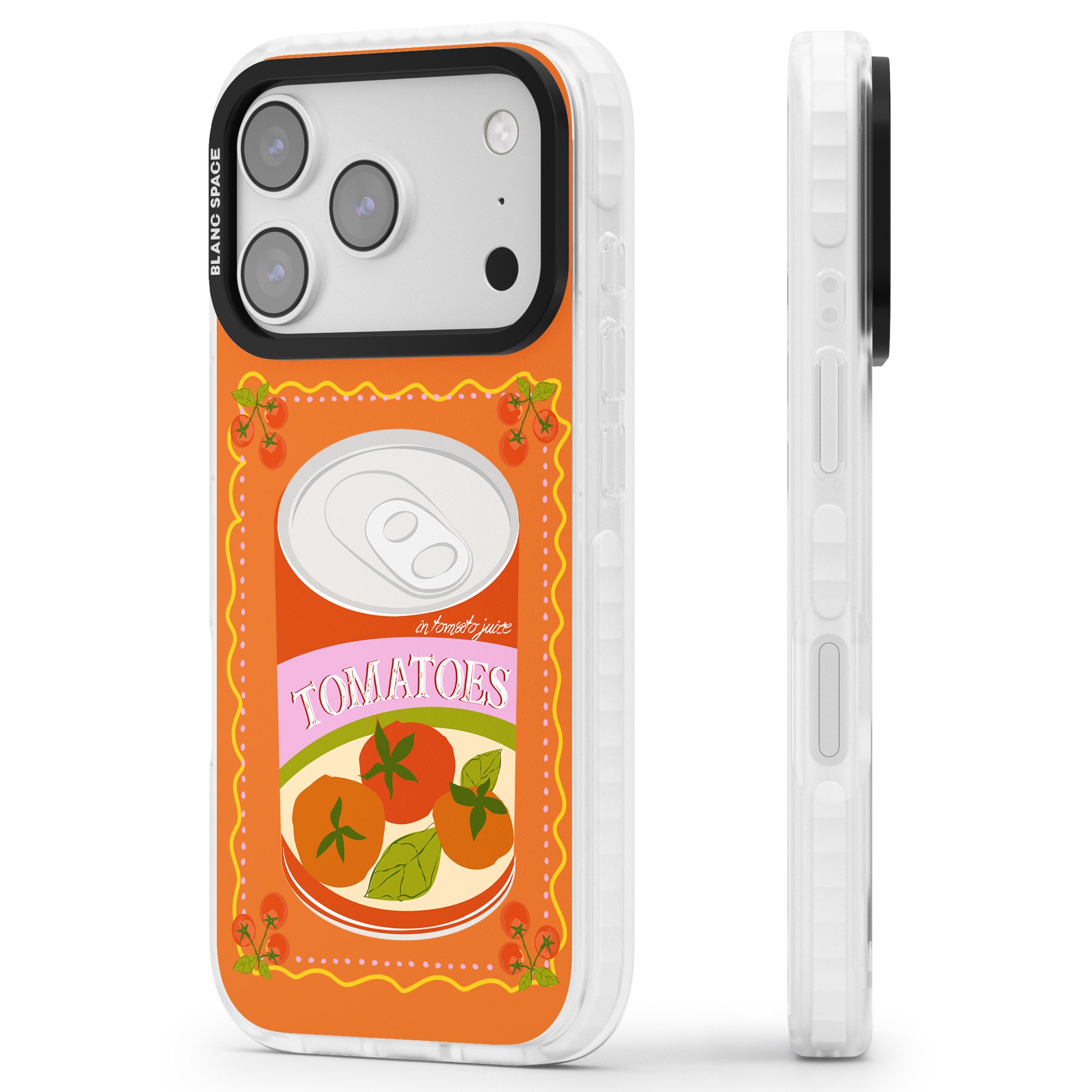 Tomato Soup Can iPhone 17 Pro Impact Clear Phone Case Side Profile