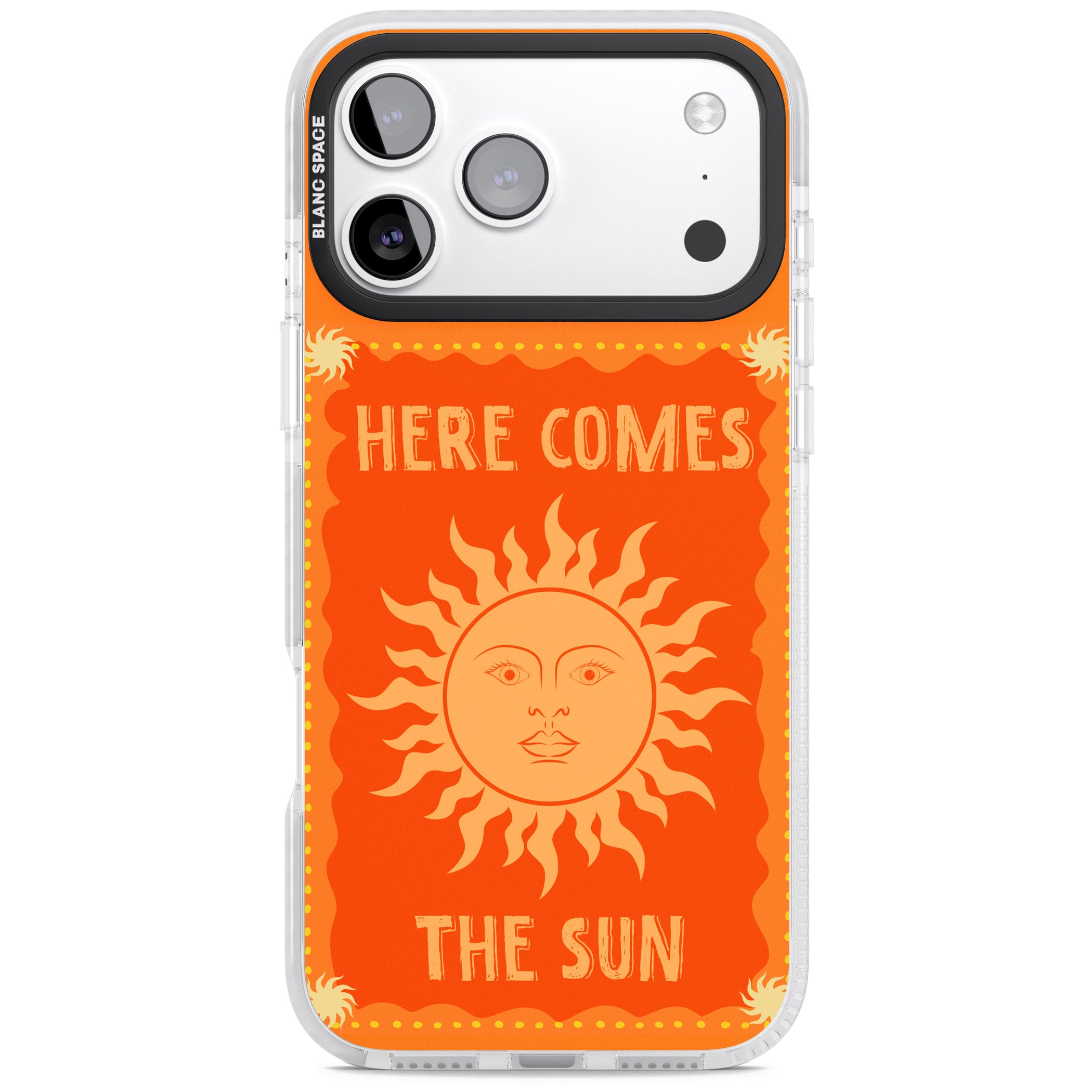 Retro Here Comes The Sun iPhone 17 Pro Impact Clear Phone Case