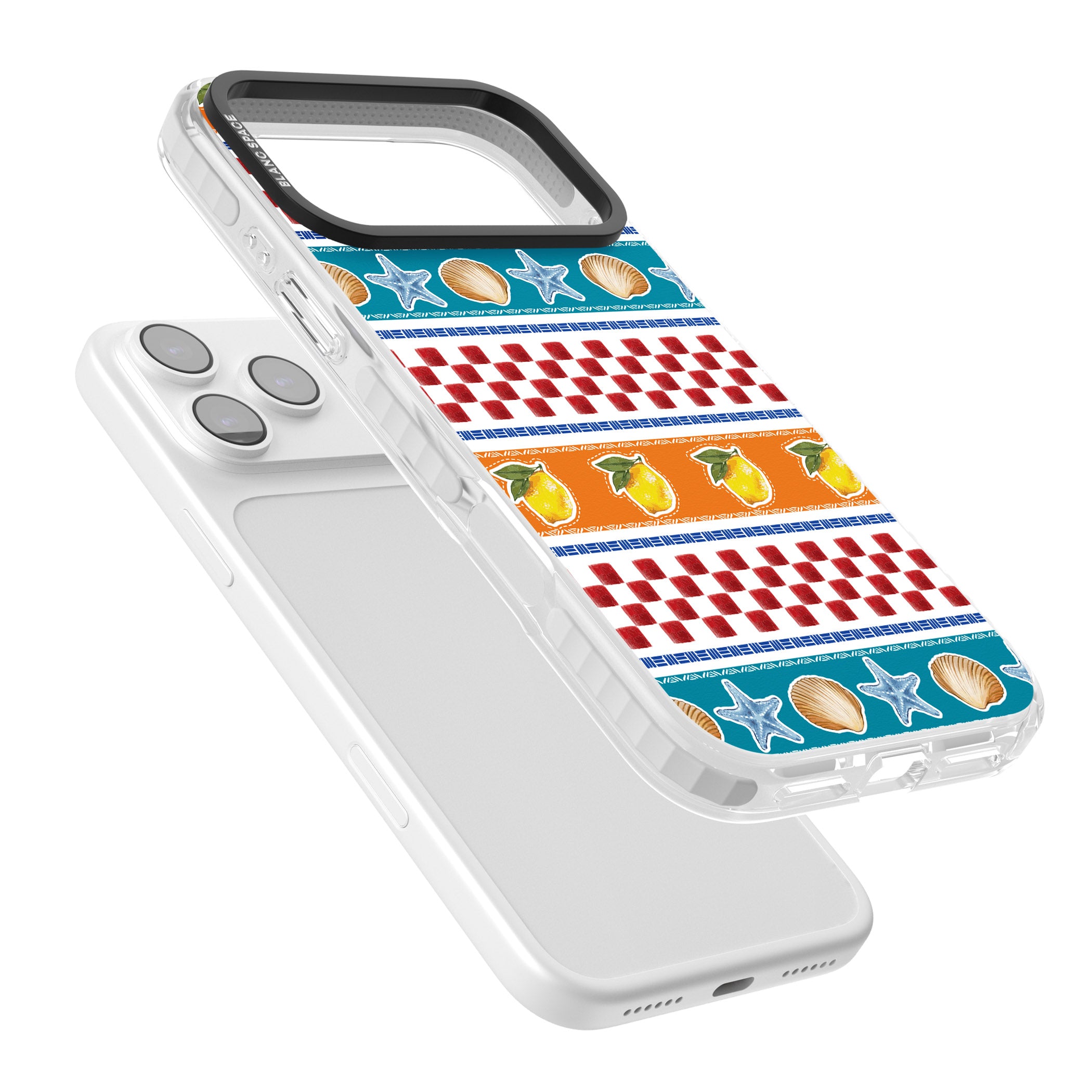 Coastal Italian Check Pattern iPhone 17 Pro Max Impact Clear Phone Case Colours