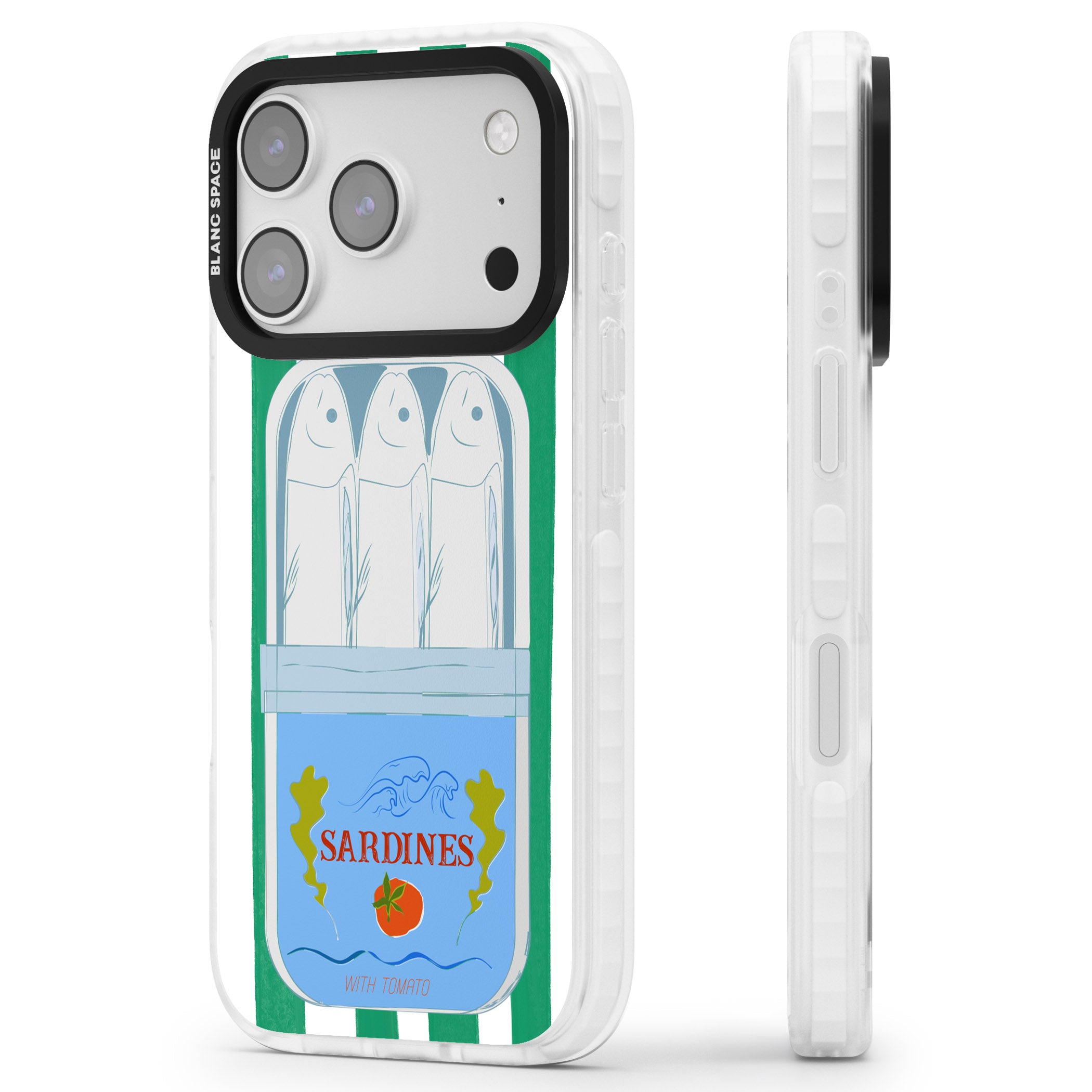 Italian Coastal Sardines iPhone 17 Pro Impact Clear Phone Case Side Profile
