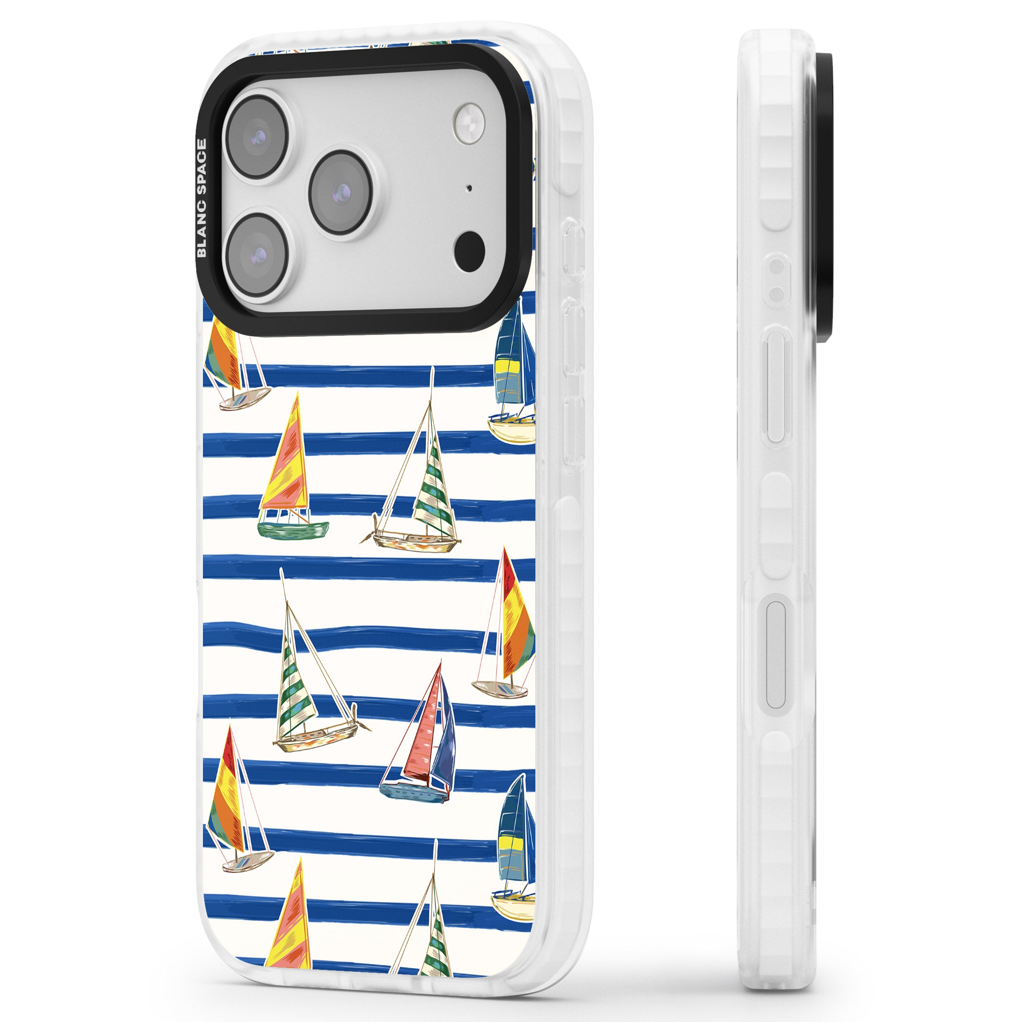 Coastal Sailboats iPhone 17 Pro Impact Clear Phone Case Side Profile