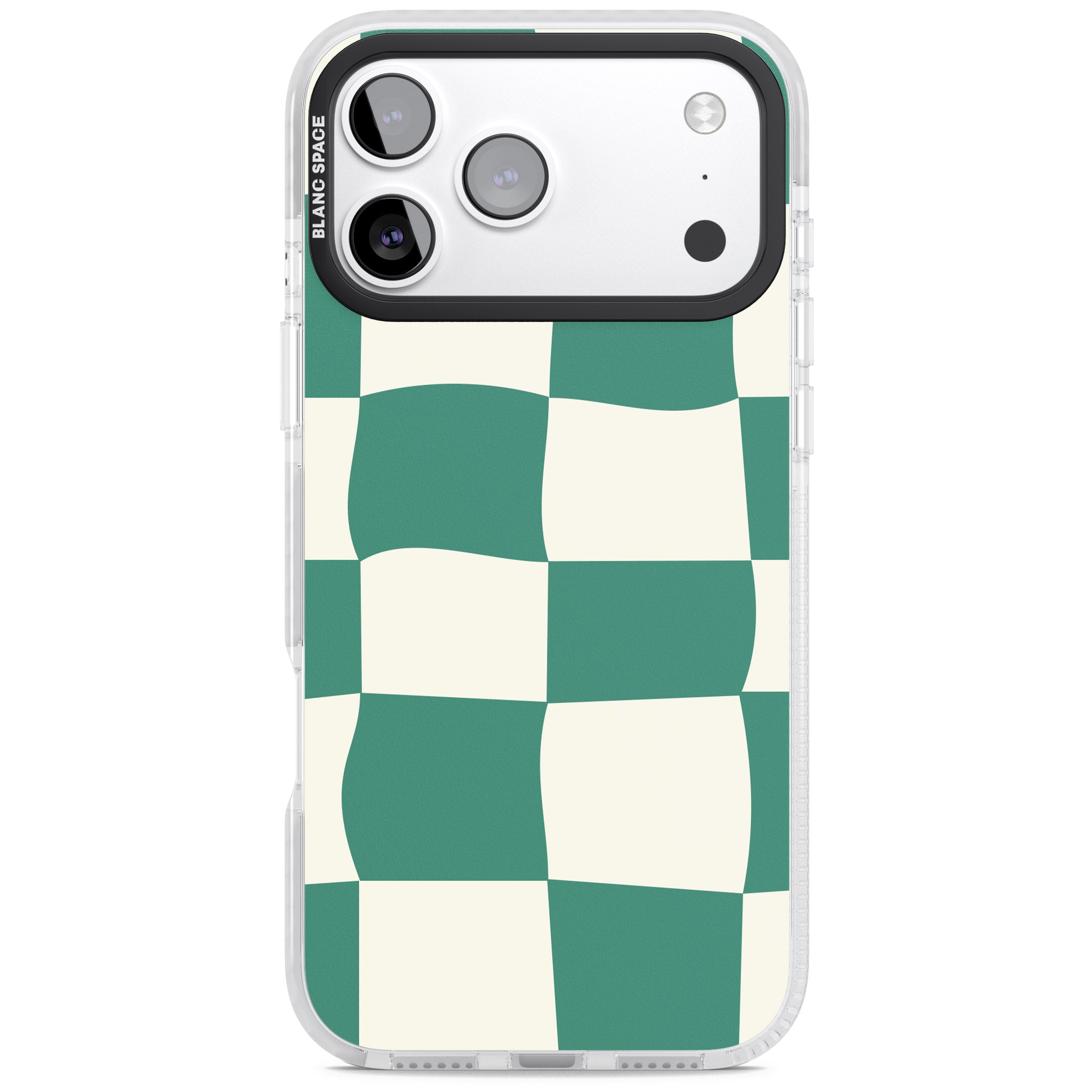 Green & Cream Wavy Check iPhone 17 Pro Impact Clear Phone Case
