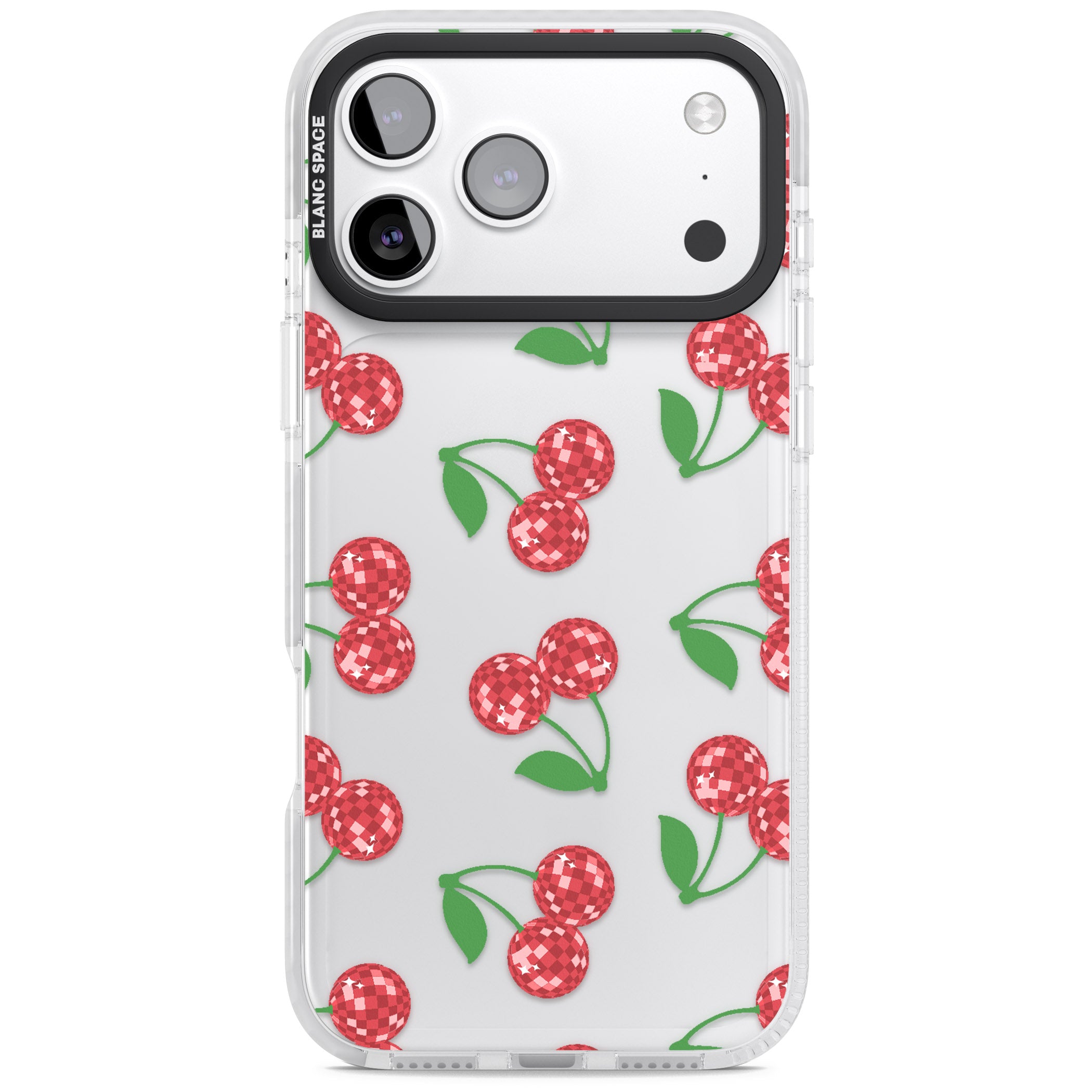 Disco Cherry Pattern iPhone 17 Pro Impact Clear Phone Case