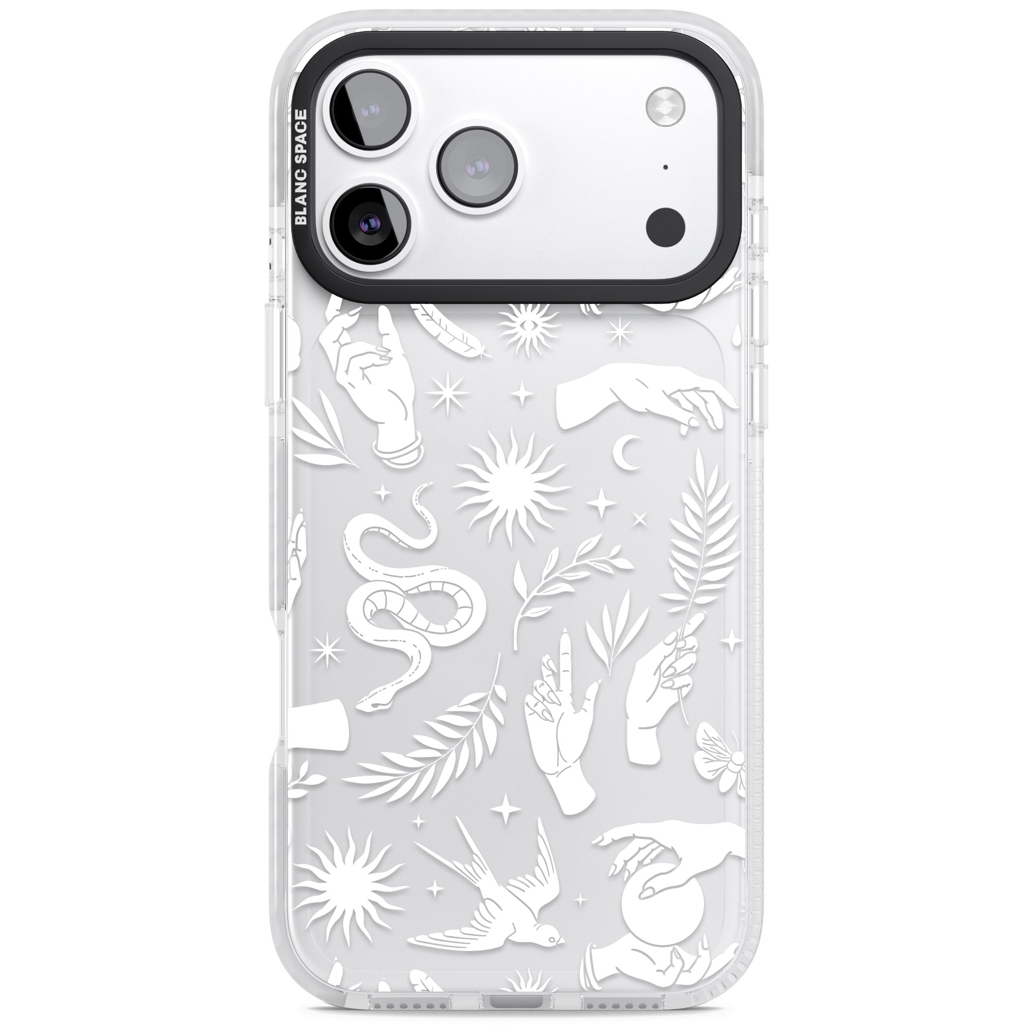 Celestial Pattern (White) iPhone 17 Pro Impact Clear Phone Case