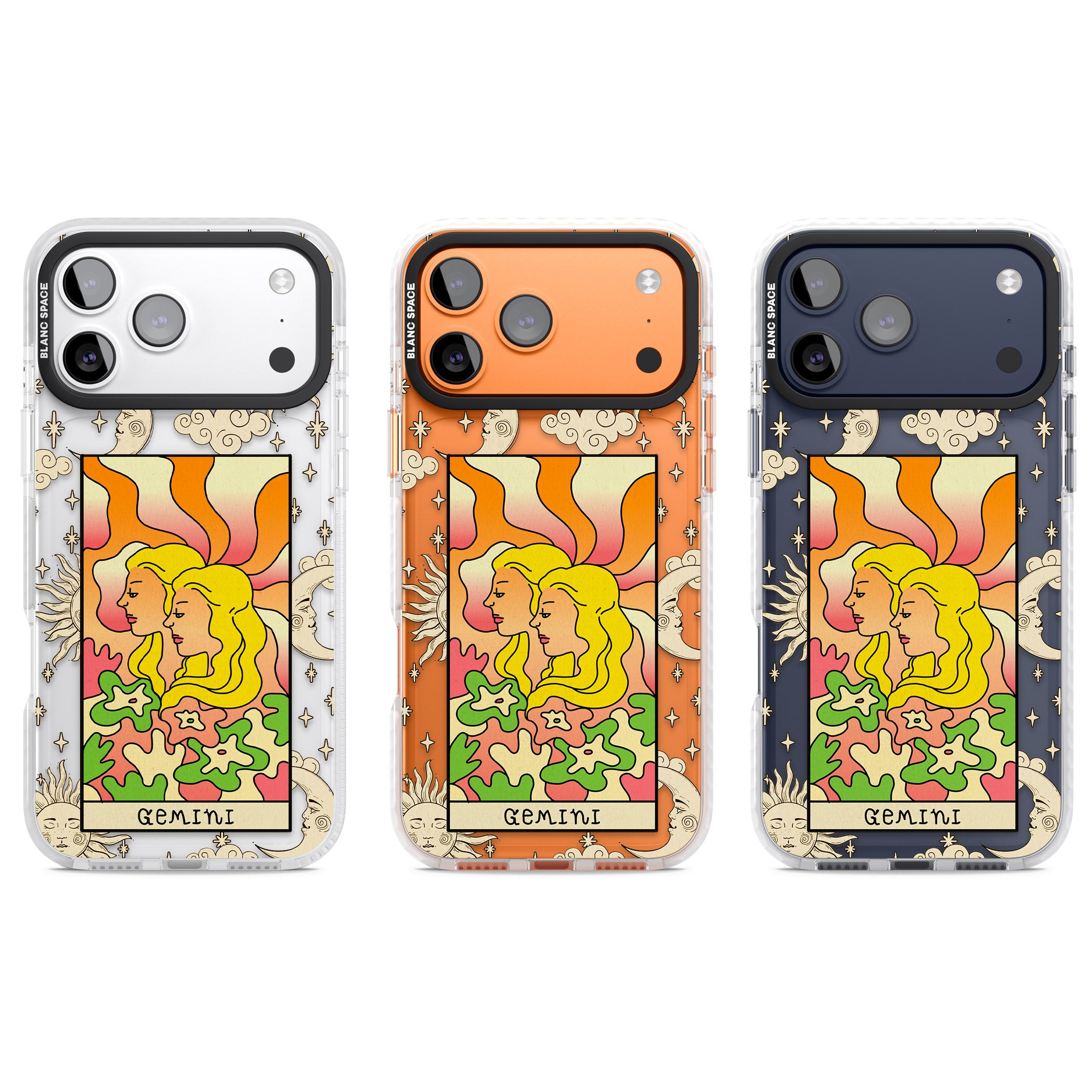 Celestial Zodiac Gemini iPhone 17 Pro Impact Clear Phone Case APT Impact Protection