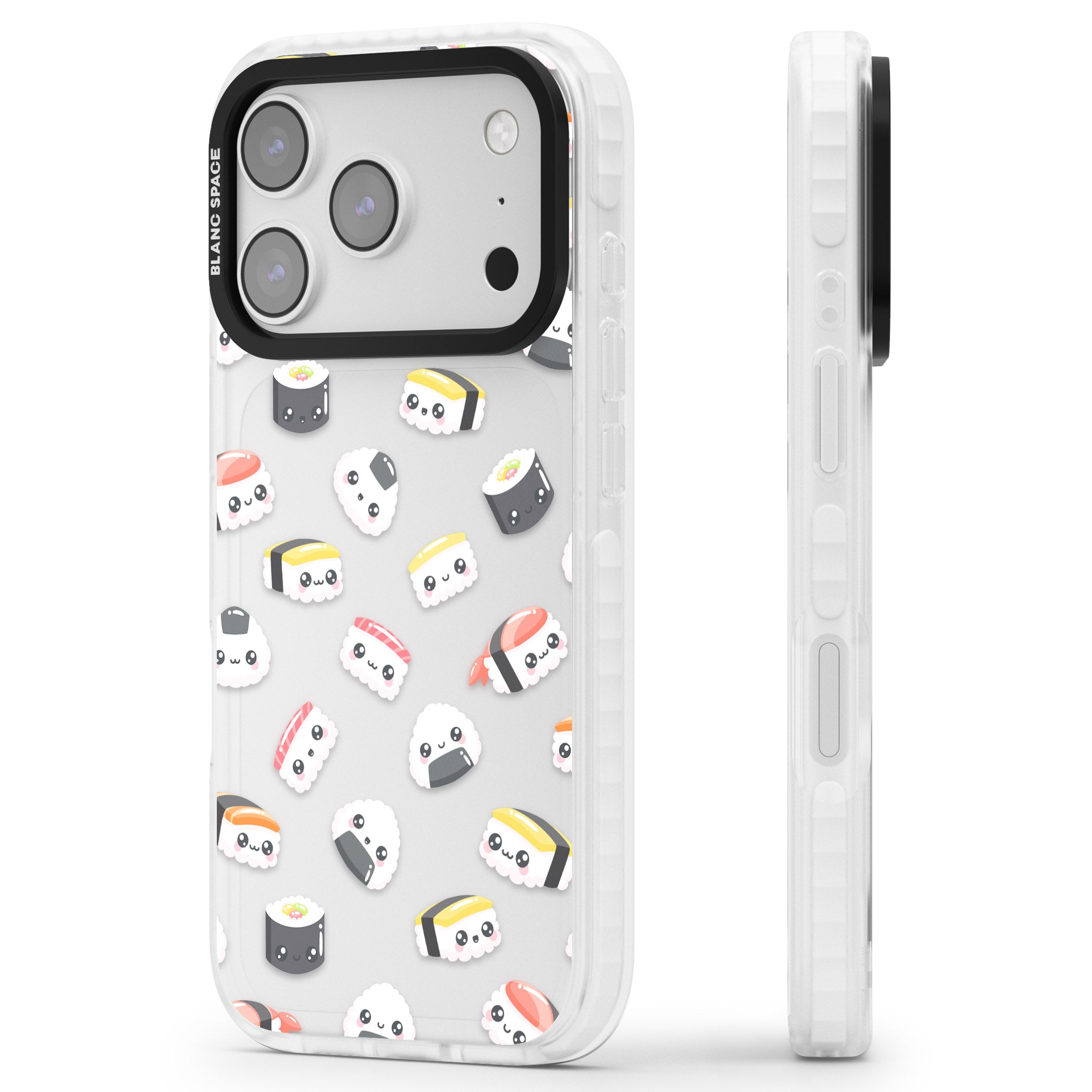 Kawaii Sushi iPhone 17 Pro Impact Clear Phone Case Side Profile