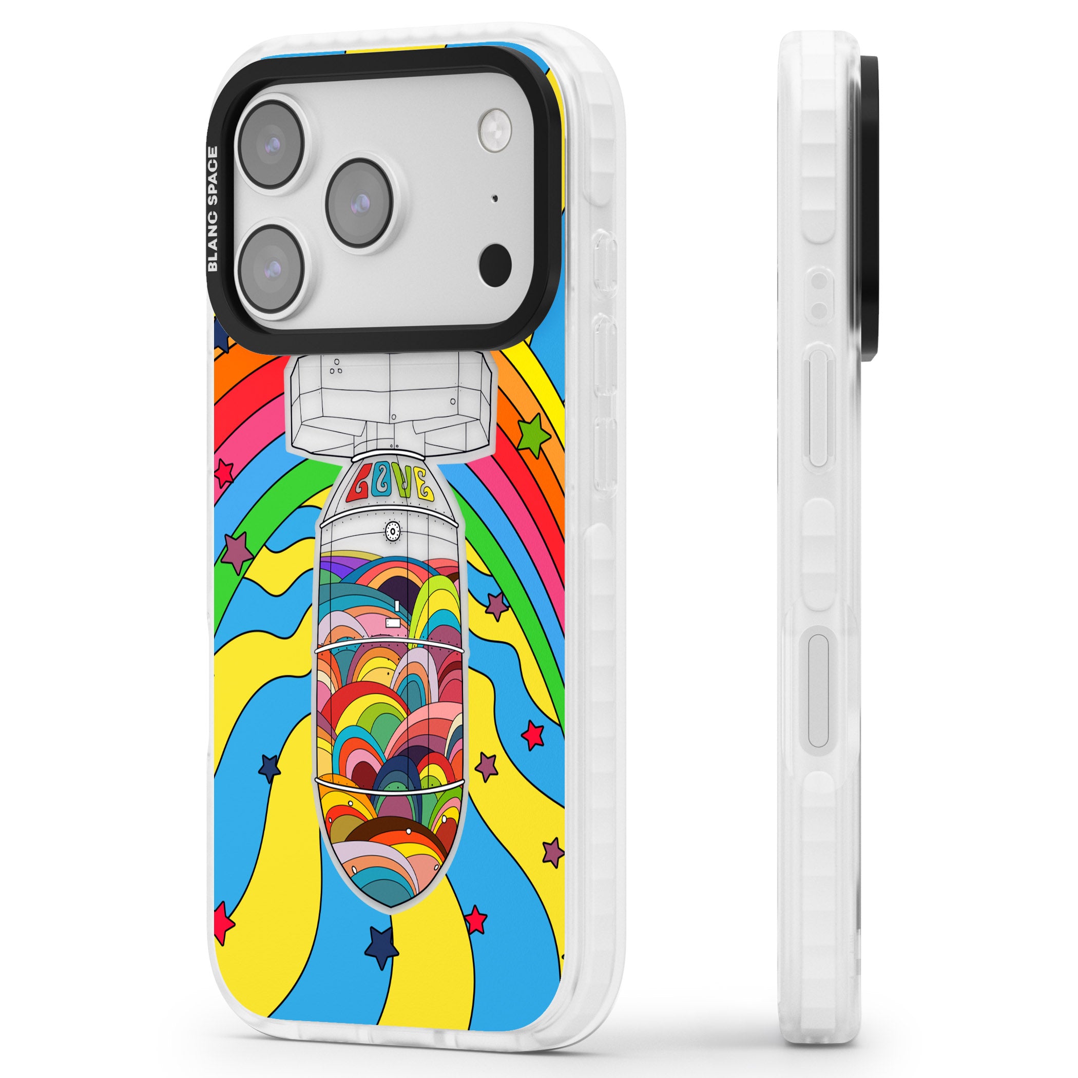 Love Bomb iPhone 17 Pro Impact Clear Phone Case Side Profile