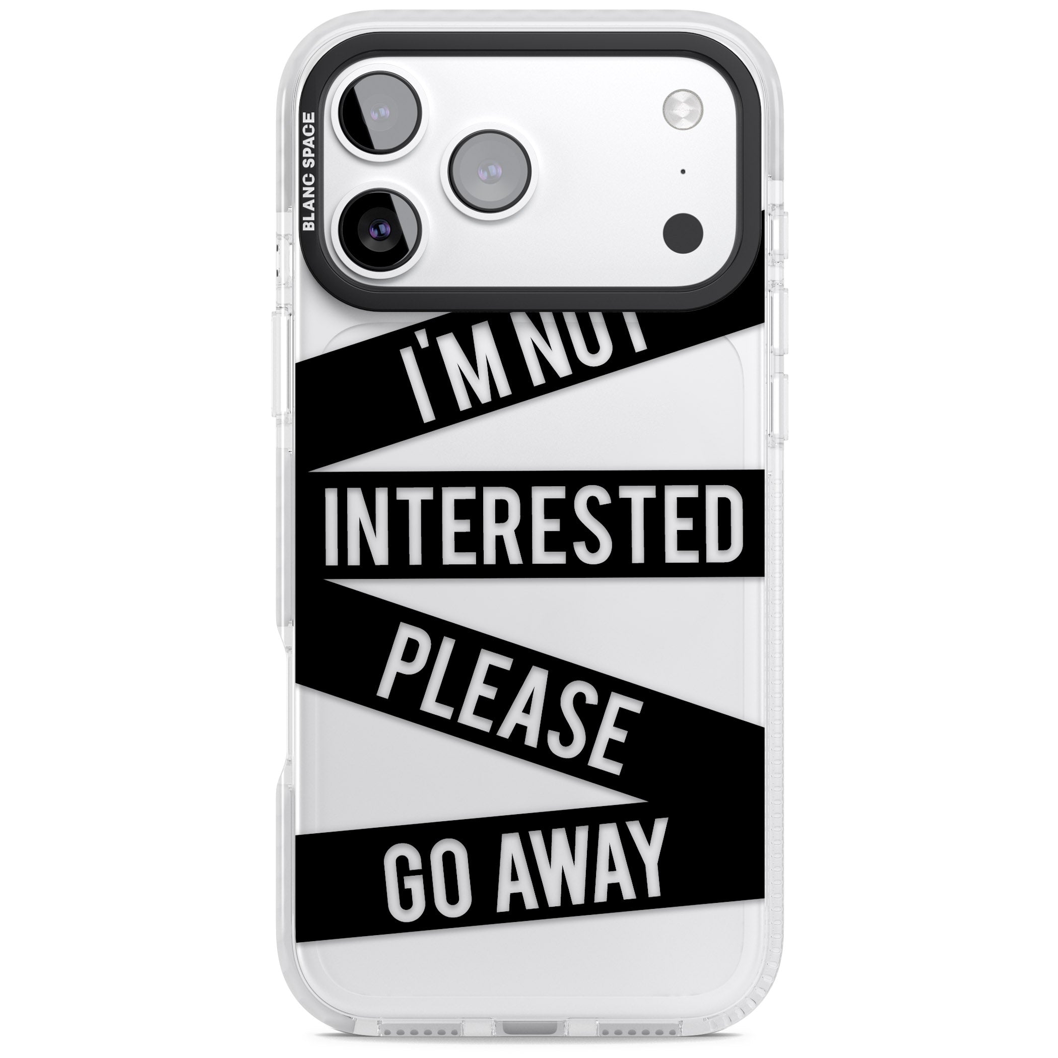 Not Interested Warning iPhone 17 Pro Impact Clear Phone Case