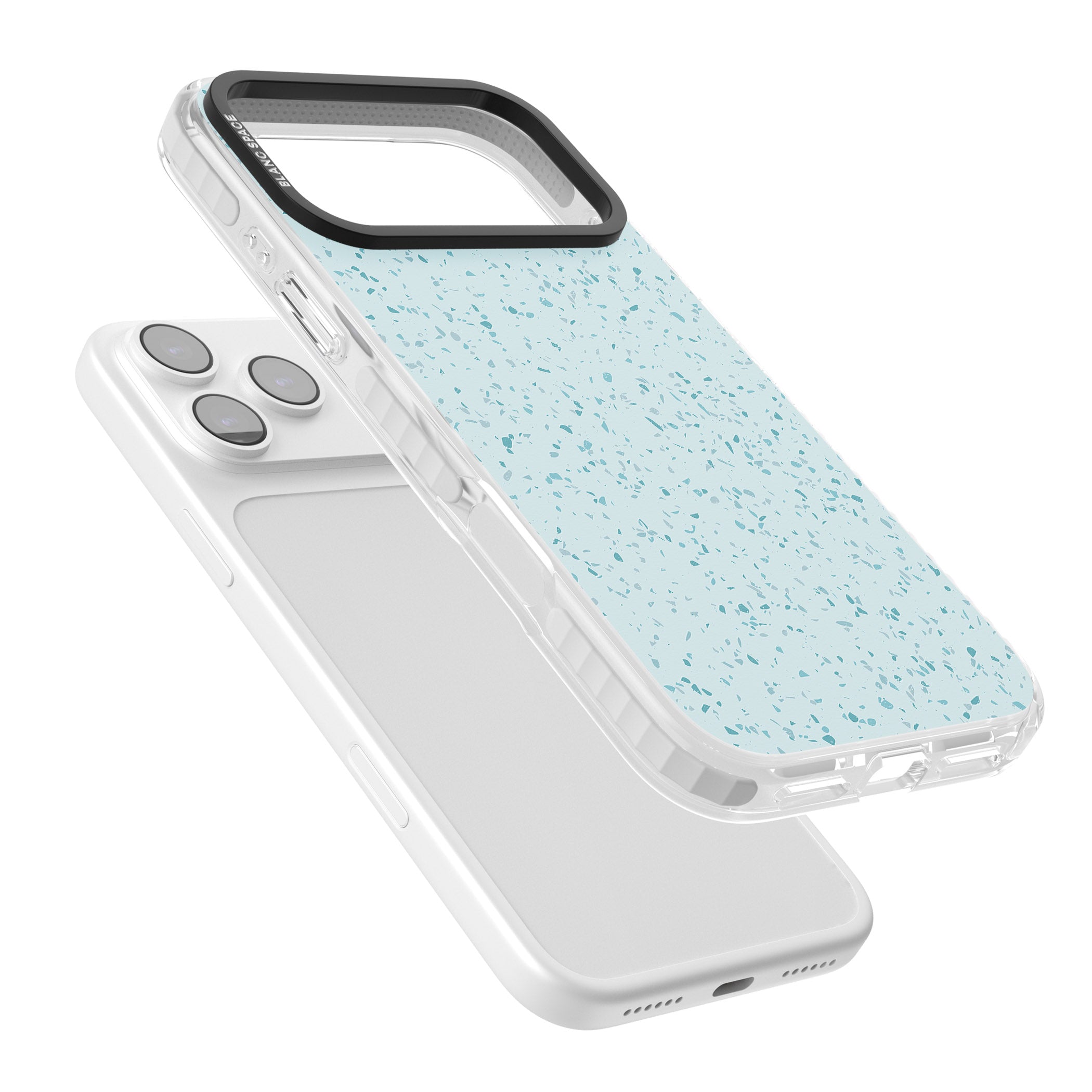 Light Blue Terrazzo Pattern iPhone 17 Pro Impact Clear Phone Case Colours