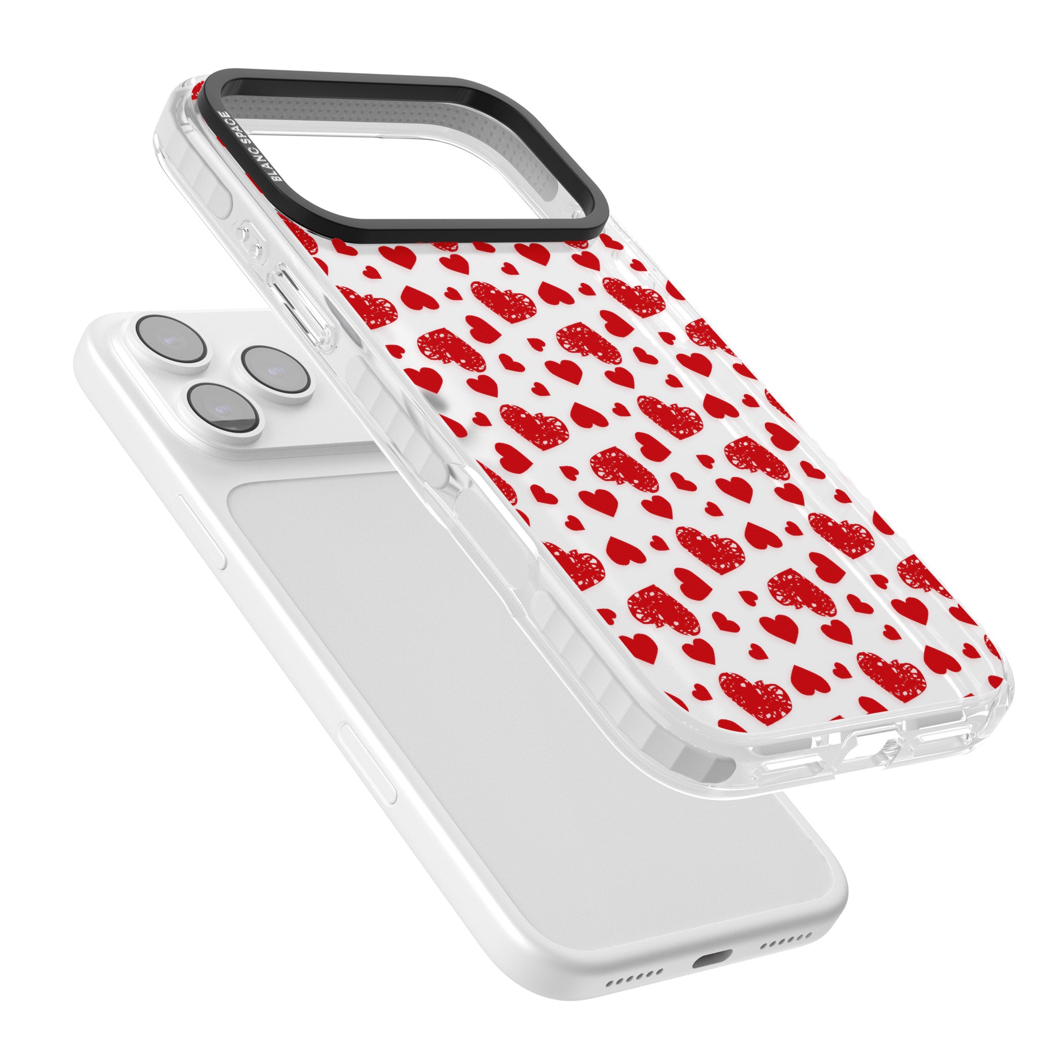 Red Heart Pattern Classic iPhone 17 Pro Max Impact Clear Phone Case Colours
