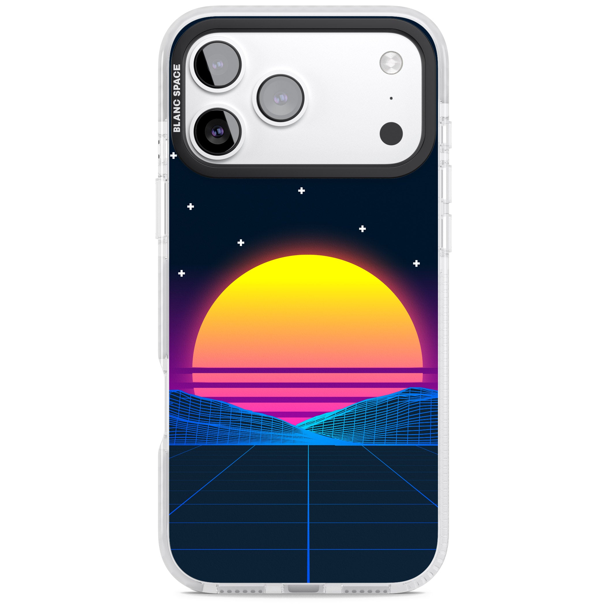Retro Sunset Vaporwave iPhone 17 Pro Impact Clear Phone Case