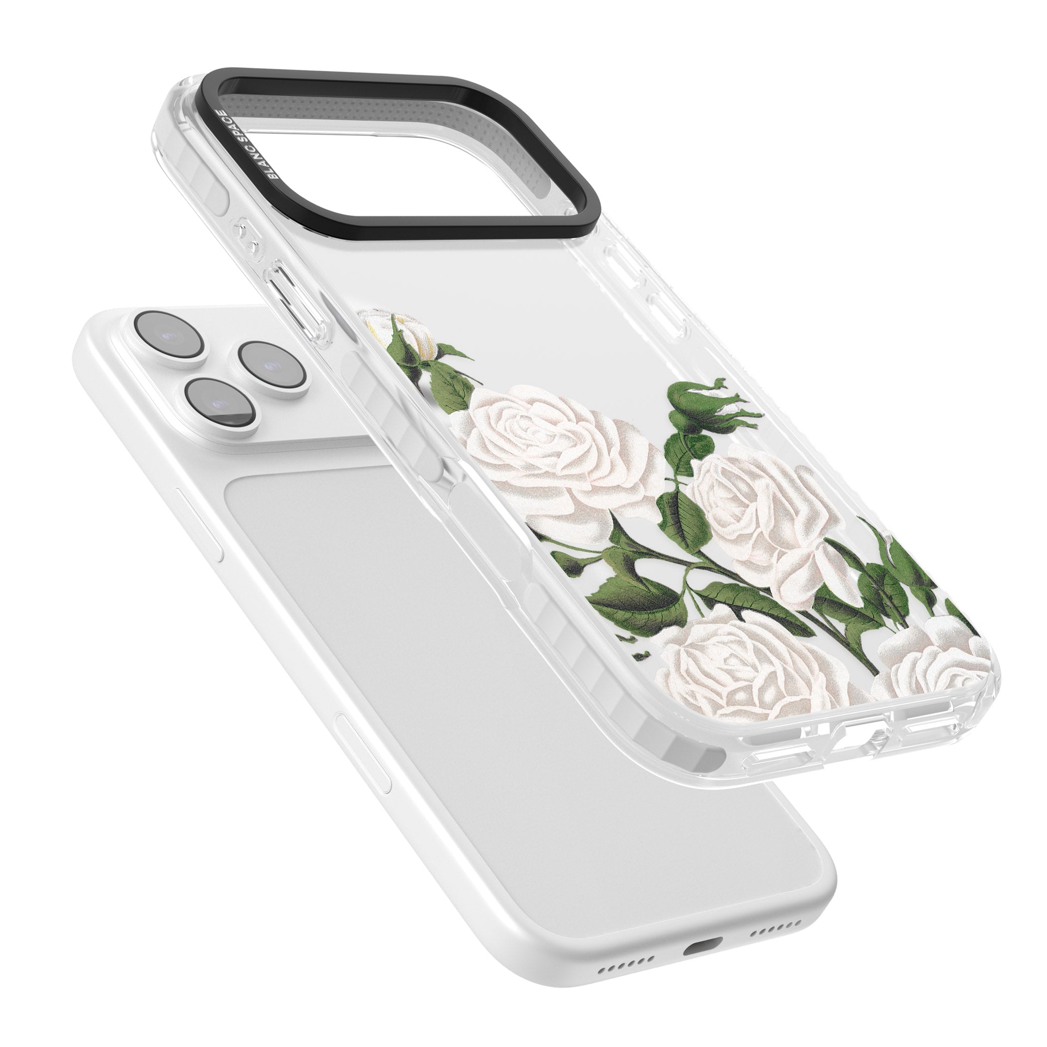 White Vintage Painted Flowers iPhone 17 Pro Impact Clear Phone Case Colours