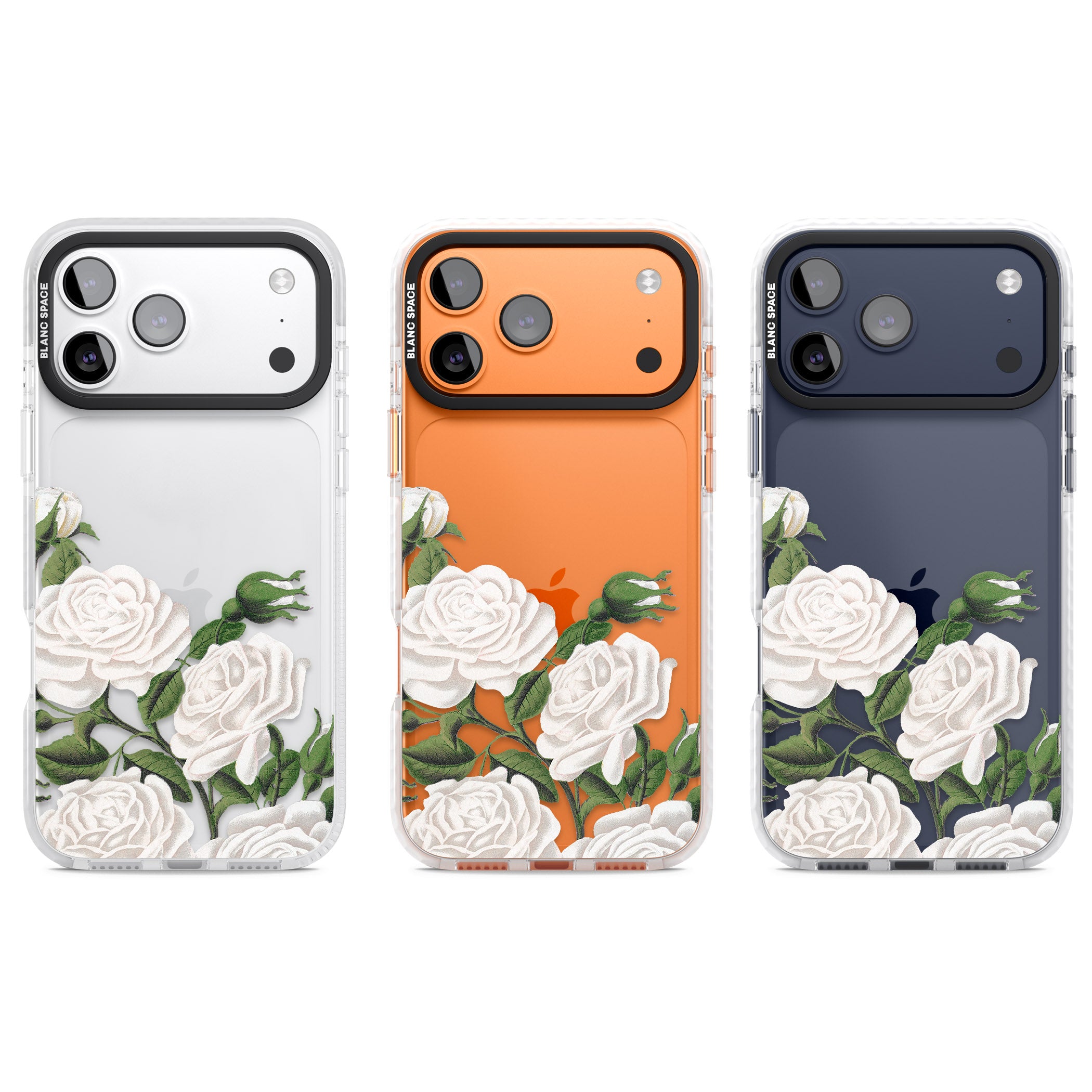 White Vintage Painted Flowers iPhone 17 Pro Impact Clear Phone Case APT Impact Protection