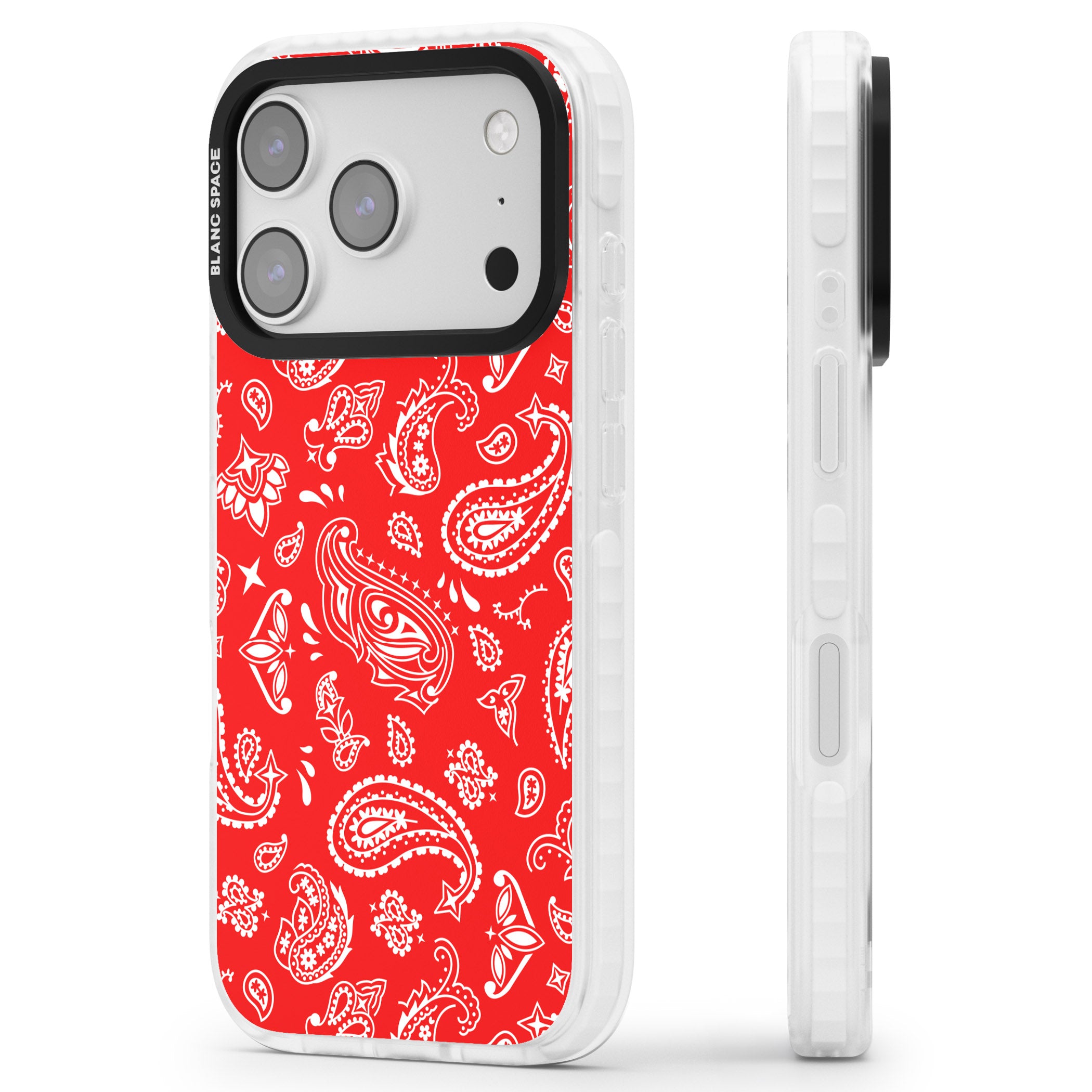 Red Bandana iPhone 17 Pro Impact Clear Phone Case Side Profile