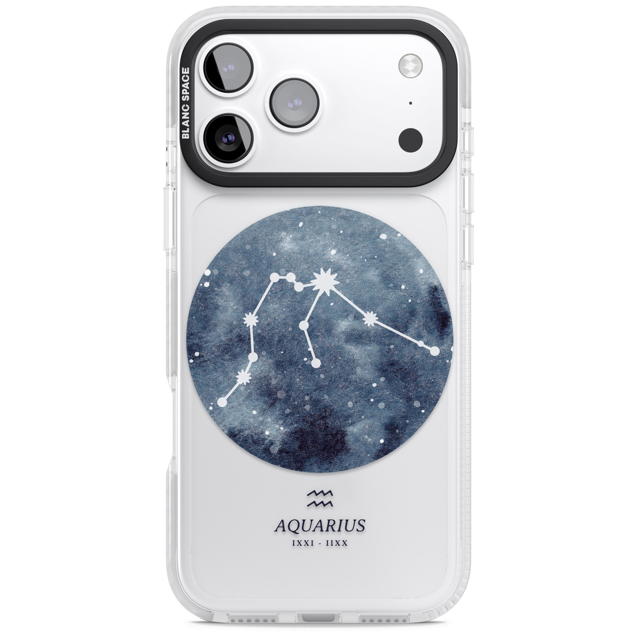 Aquarius Zodiac Blue iPhone 17 Pro Impact Clear Phone Case