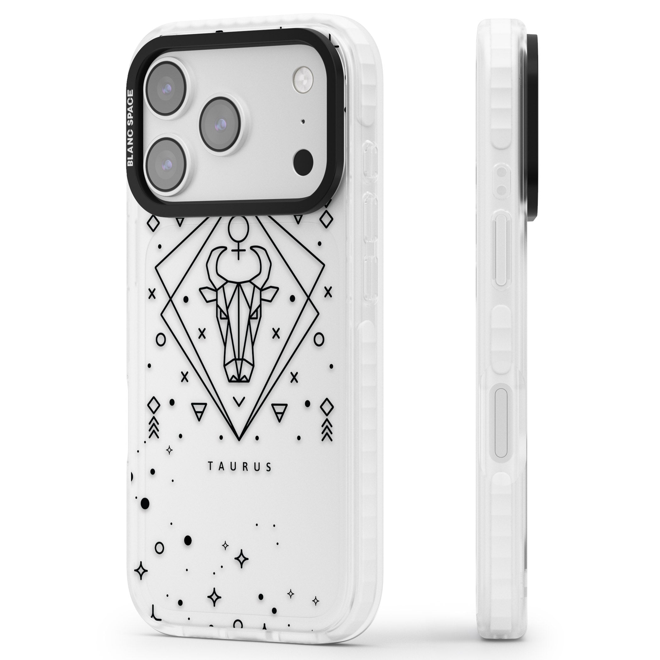 Taurus Emblem iPhone 17 Pro Impact Clear Phone Case Side Profile