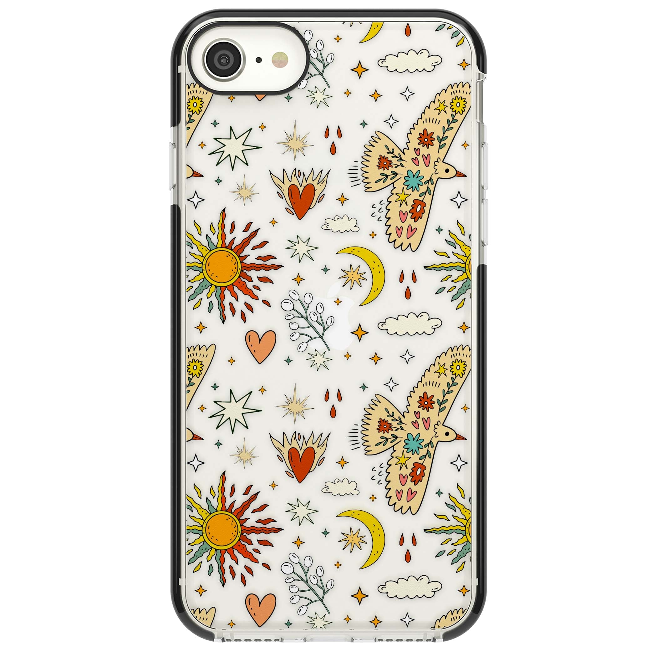 Elevate Your Phone'S Style With This Boho Celestial Sun & Eye Phone Case, Featuring A Mystical Blend Of Suns, All-Seeing Eyes, Butterflies, Stars, And