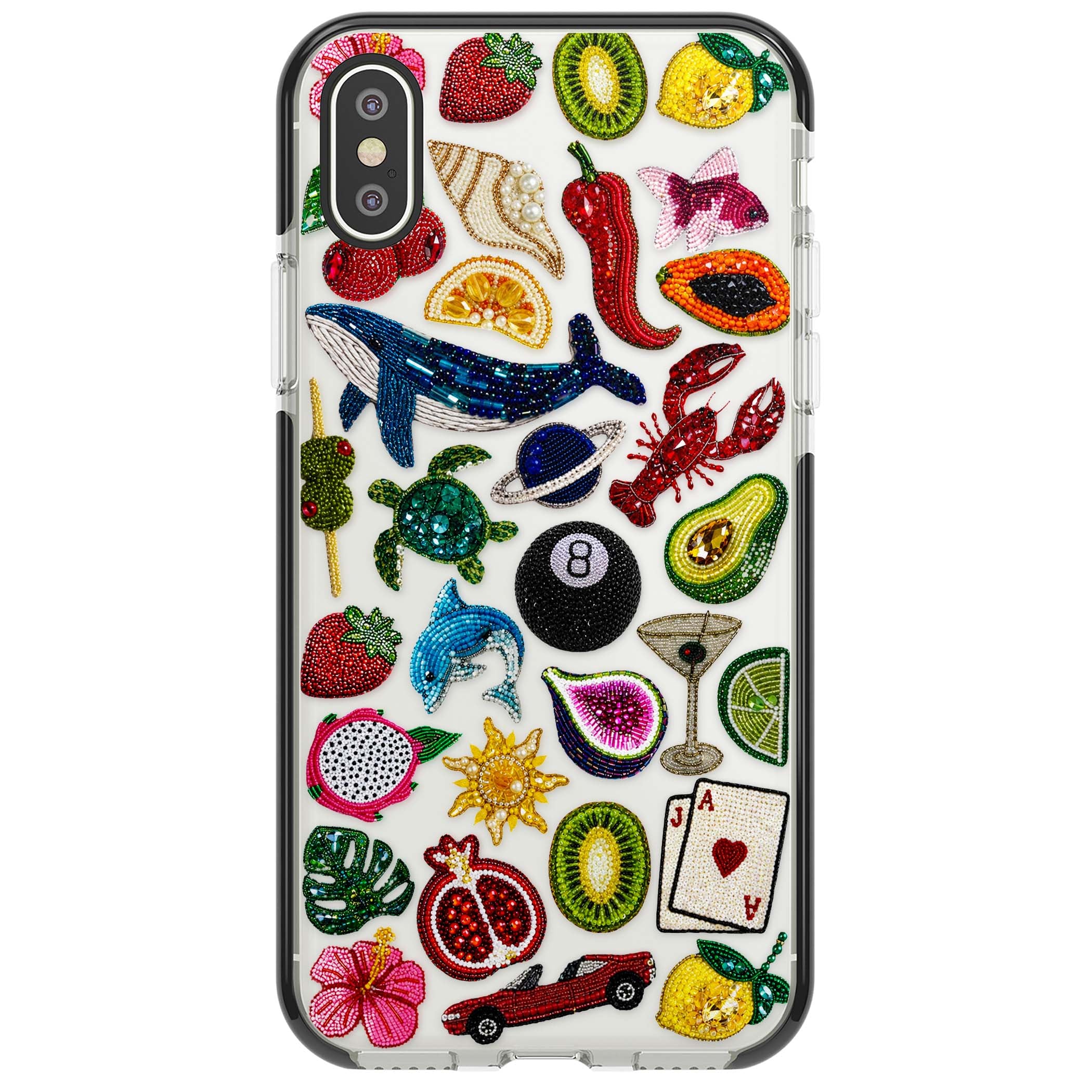 Beaded Mix cute iPhone case | Black Impact case for iPhone X, iPhone XS Max, iPhone XR