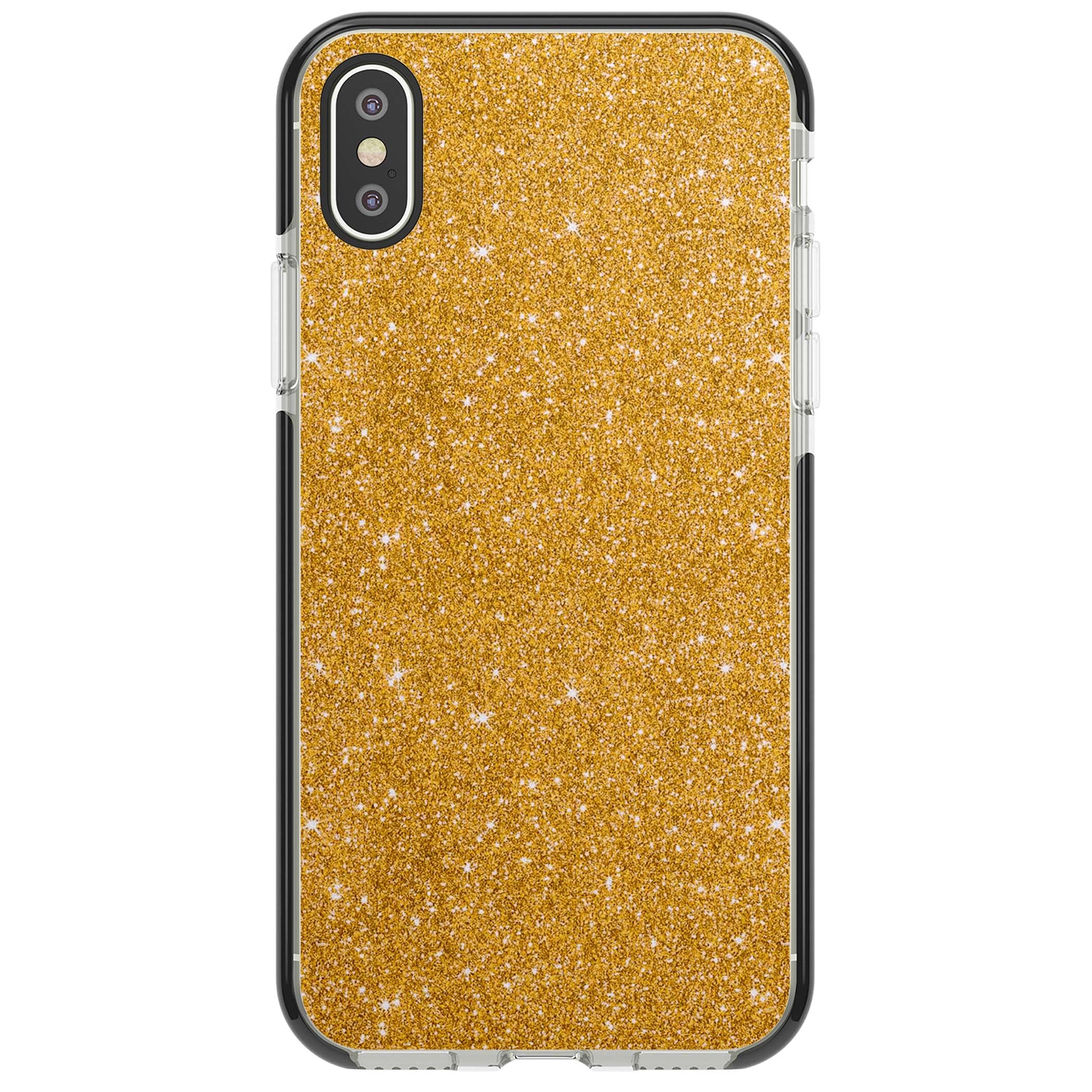 Gold Glitter gold glitter iPhone case featuring a shimmering sparkle wallpaper design in luxury gold | Black Impact case for iPhone X, iPhone XS Max, iPhone XR