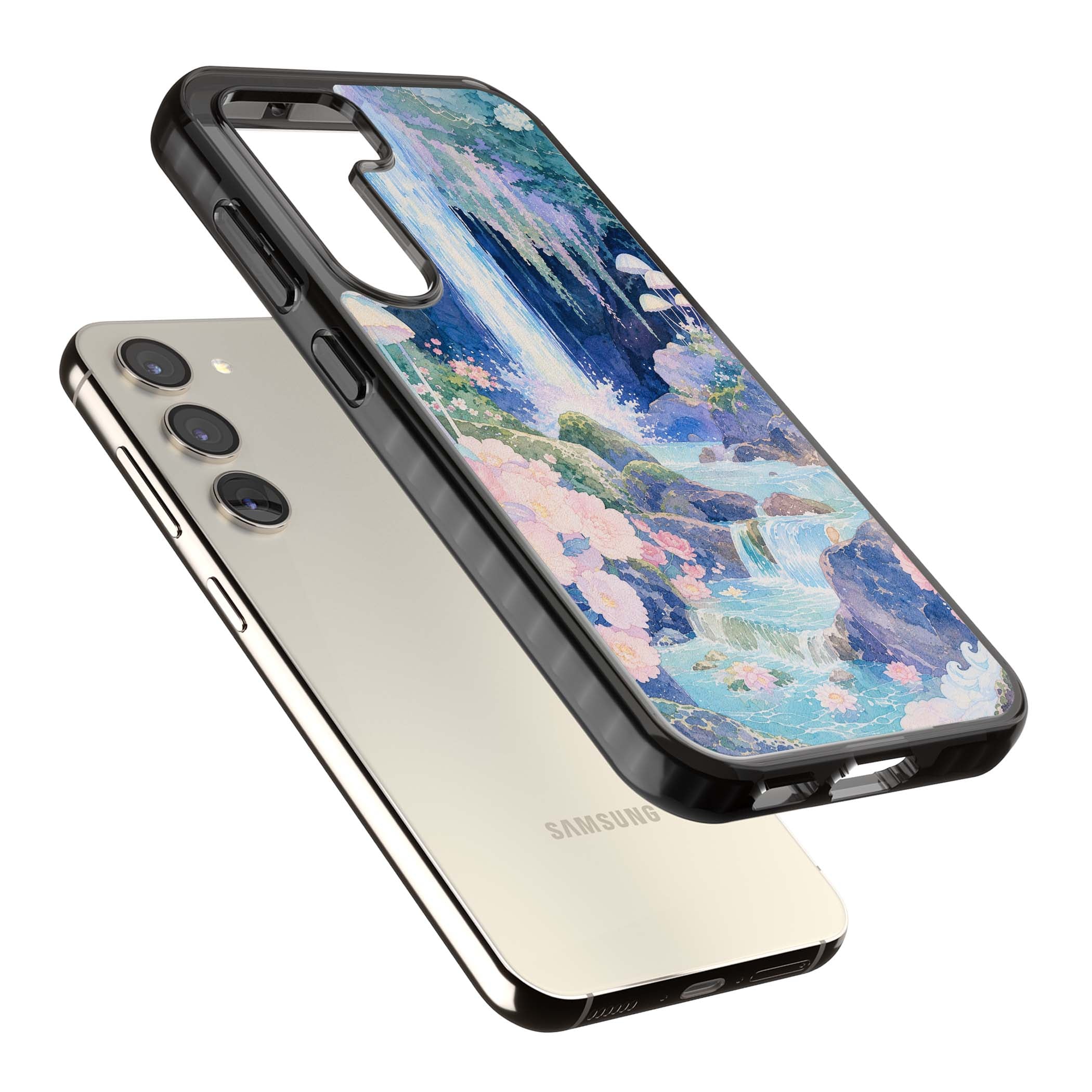 Mystic Waterfall art iPhone case | Black Impact case for Samsung Galaxy S24, Samsung Galaxy S23, Samsung Galaxy S22