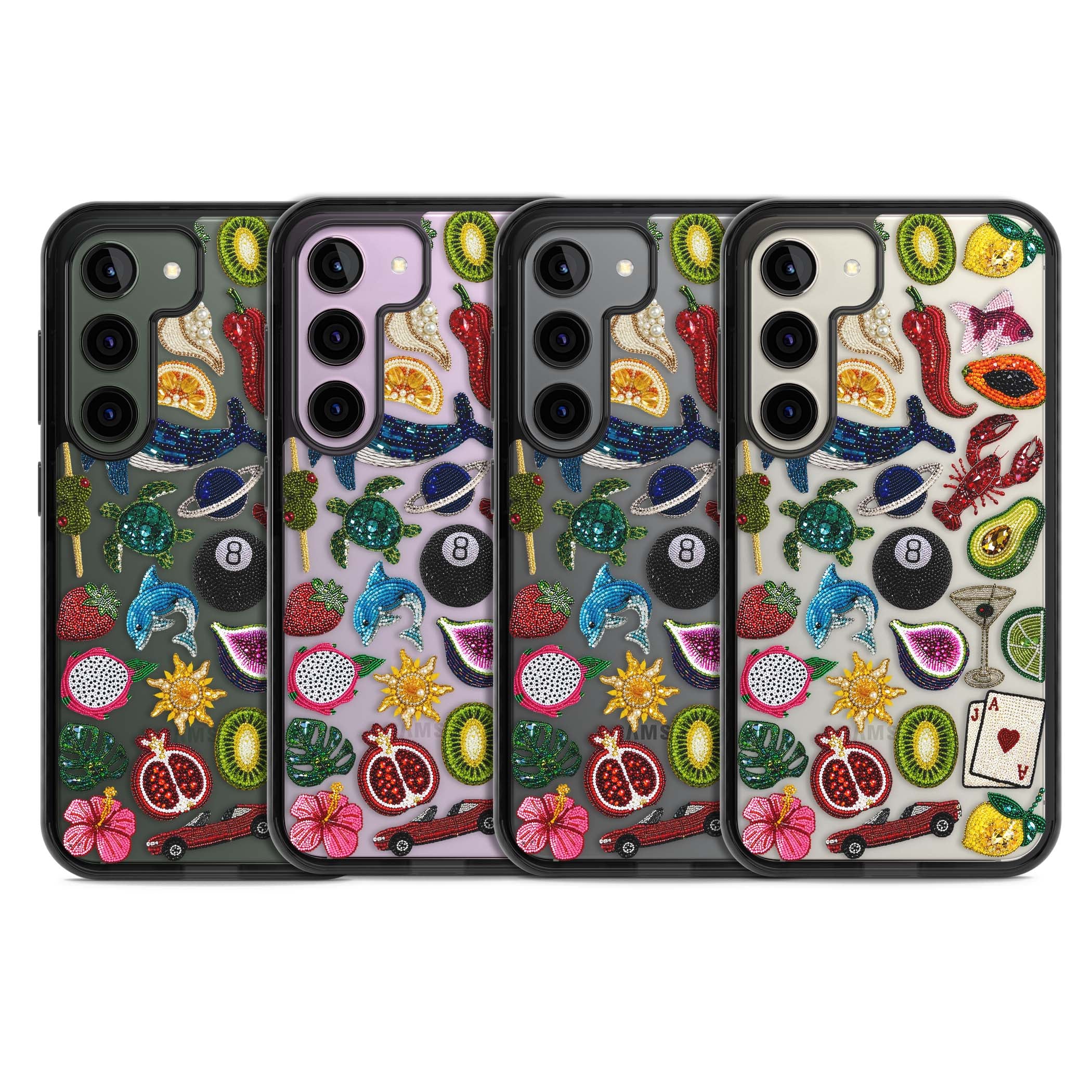 Beaded Mix cute iPhone case | Black Impact case for Samsung Galaxy S24, Samsung Galaxy S23, Samsung Galaxy S22