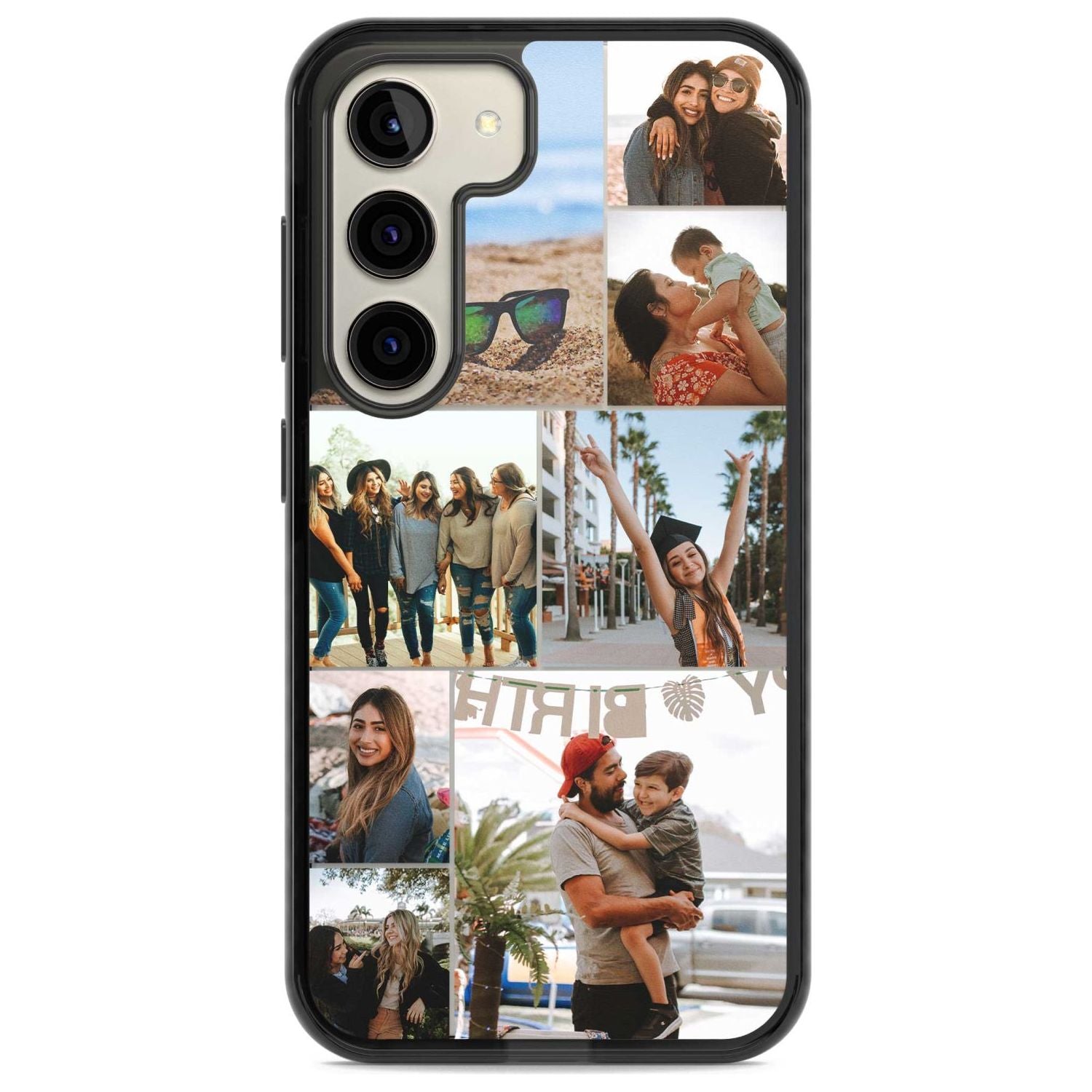 Personalised Photo Grid Custom Phone Case Samsung S22 / Black Impact Case,Samsung S23 / Black Impact Case Blanc Space