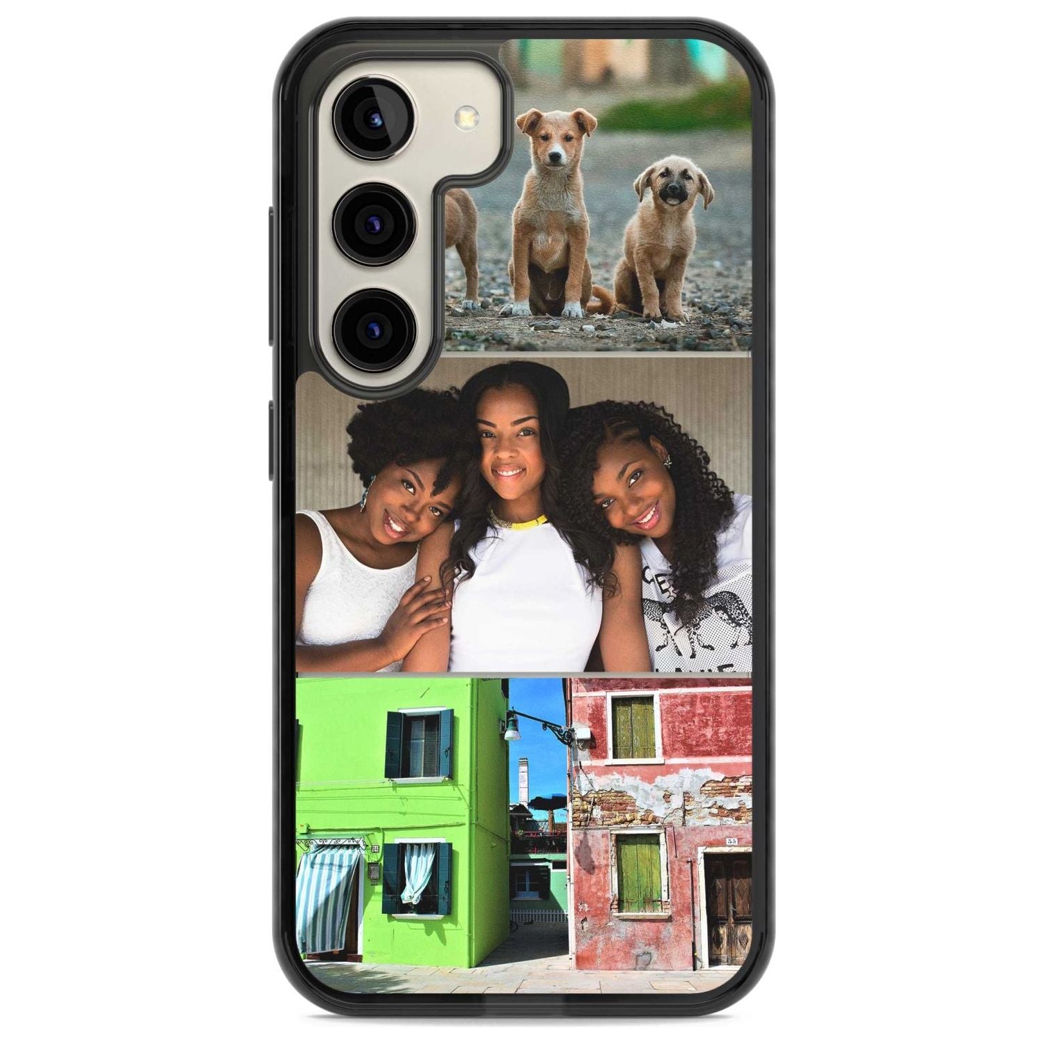 Personalised 3 Photo Grid Custom Phone Case Samsung S22 / Black Impact Case,Samsung S23 / Black Impact Case Blanc Space