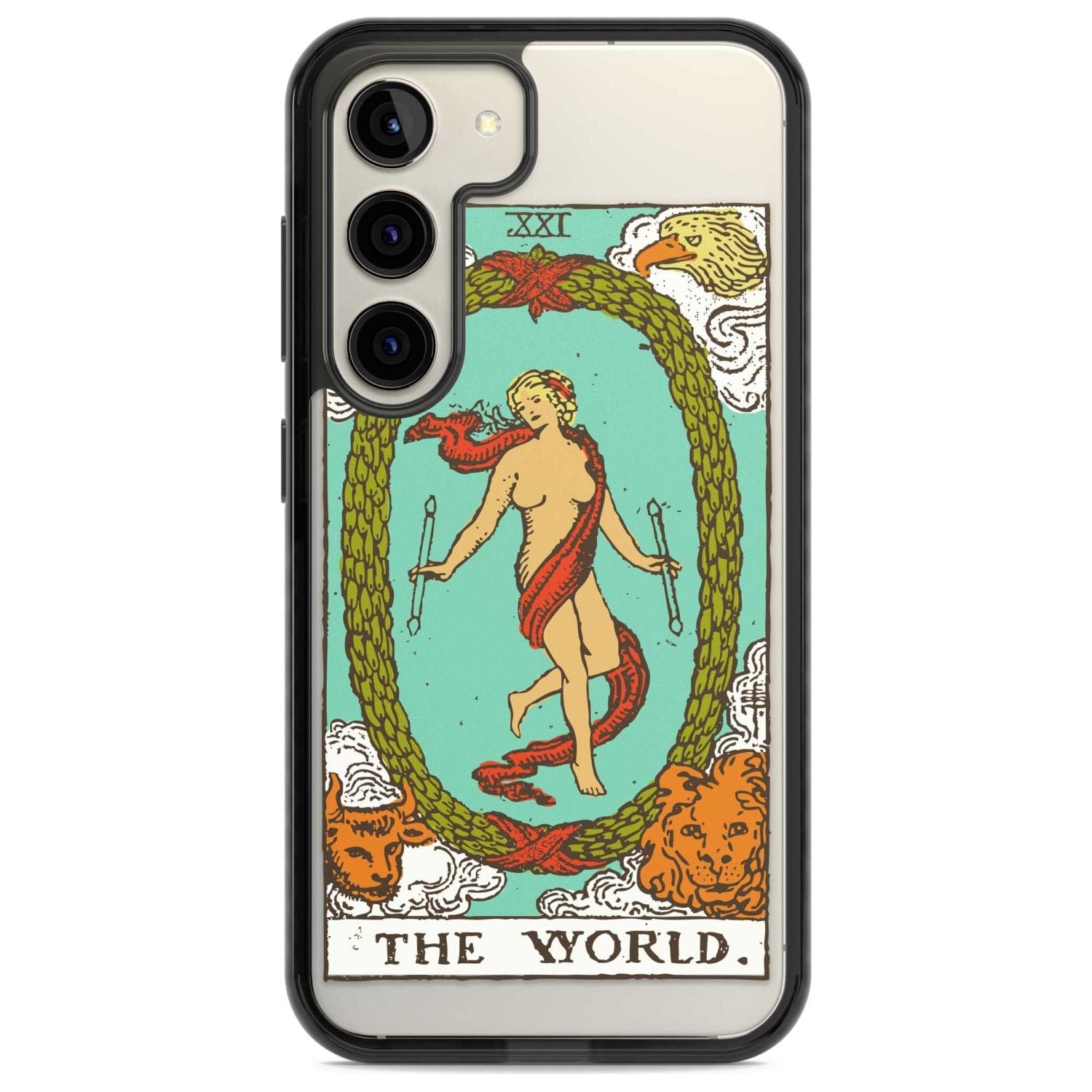 Personalised The World Tarot Card - Colour Custom Phone Case Samsung S22 / Black Impact Case,Samsung S23 / Black Impact Case Blanc Space